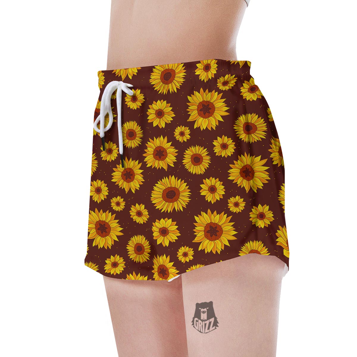 Brown Sunflower Women's Shorts-grizzshop