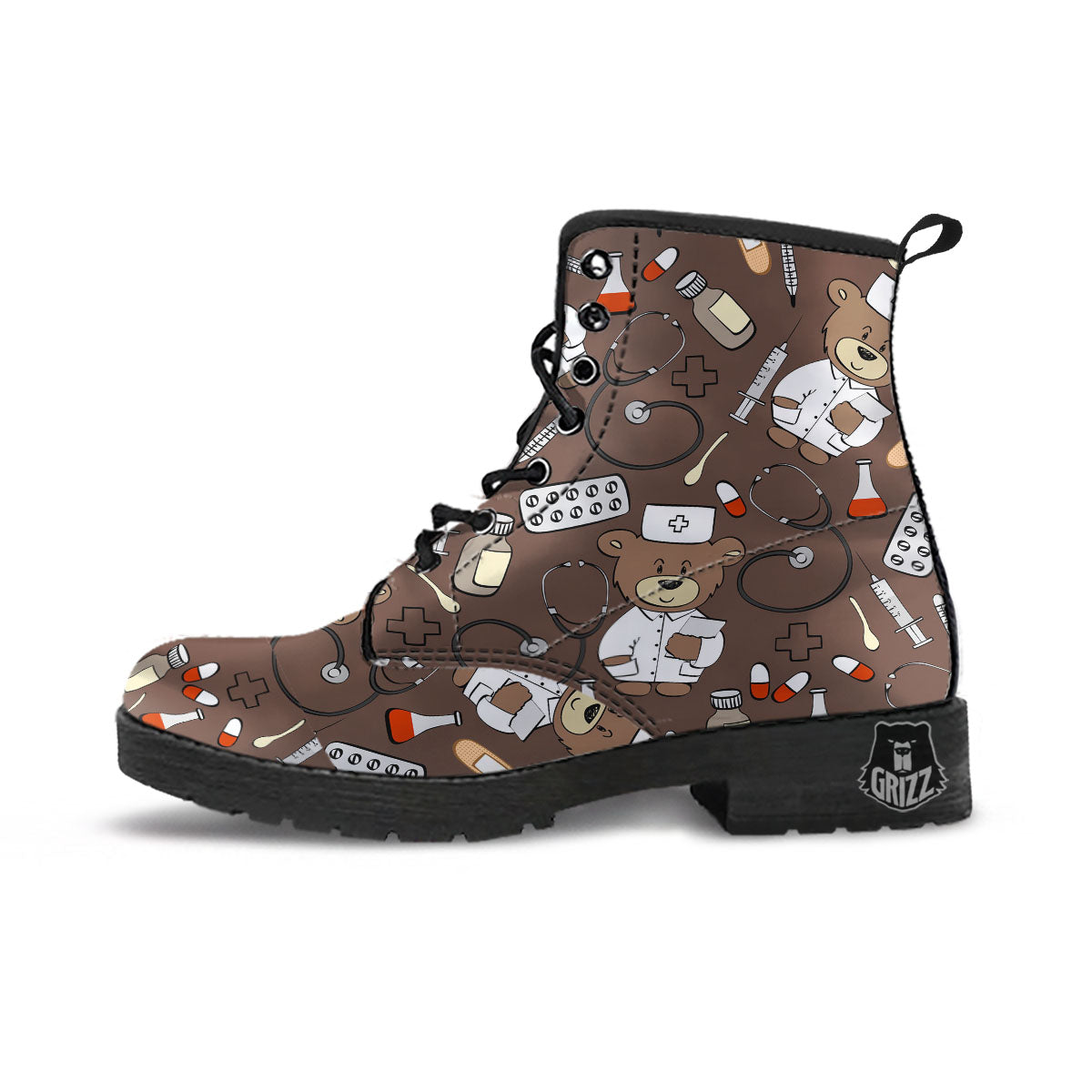 Brown Teddy Bear Nurse Leather Boots-grizzshop