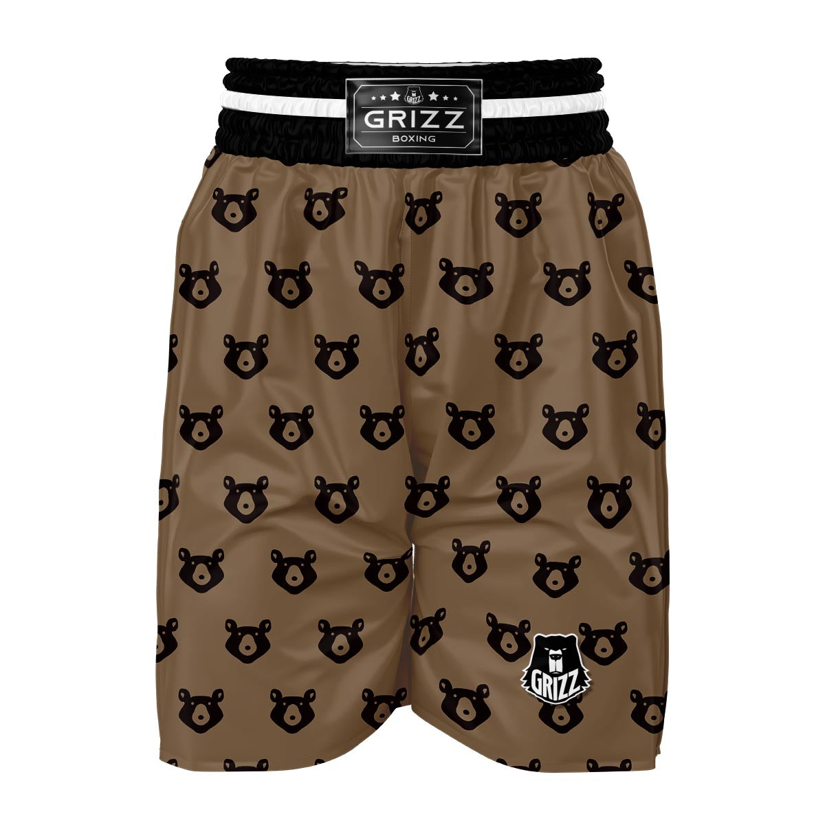Brown Teddy Bear Pattern Print Boxing Shorts-grizzshop