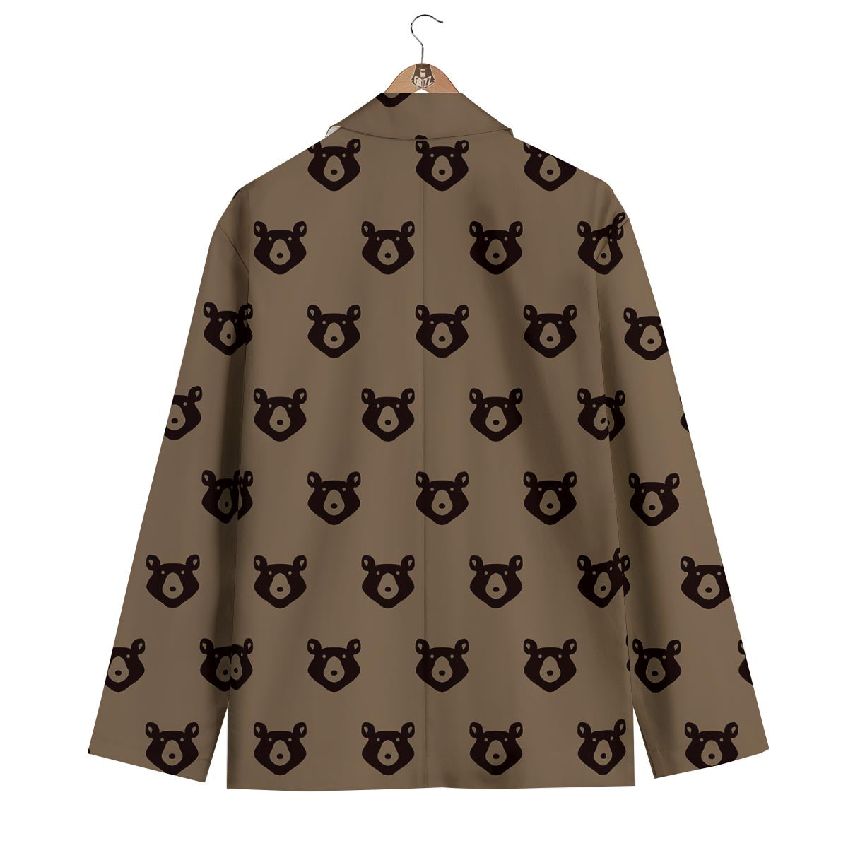 Brown Teddy Bear Pattern Print Men's Blazer-grizzshop