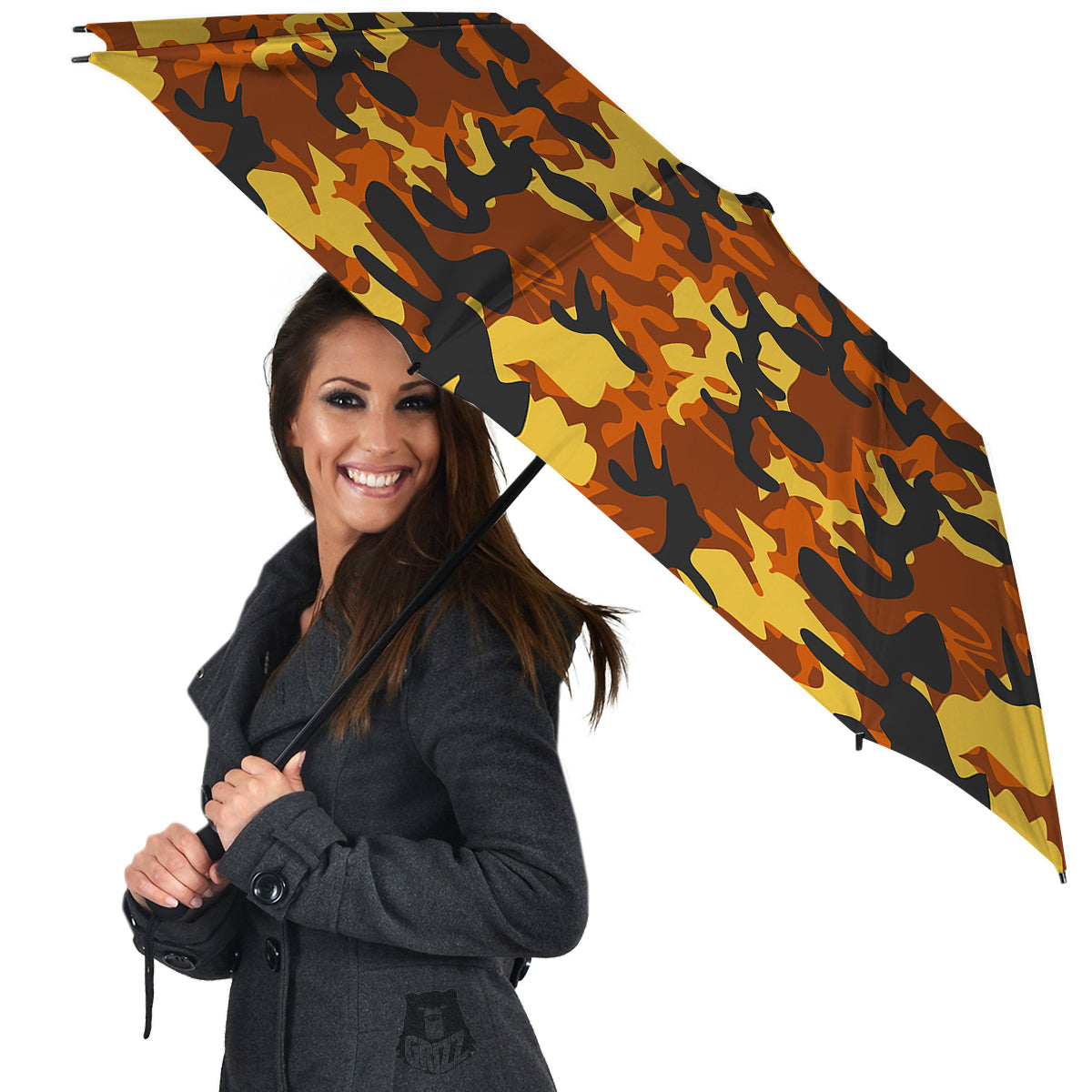 Brown Yellow And Black Camouflage Print Pattern Umbrella-grizzshop