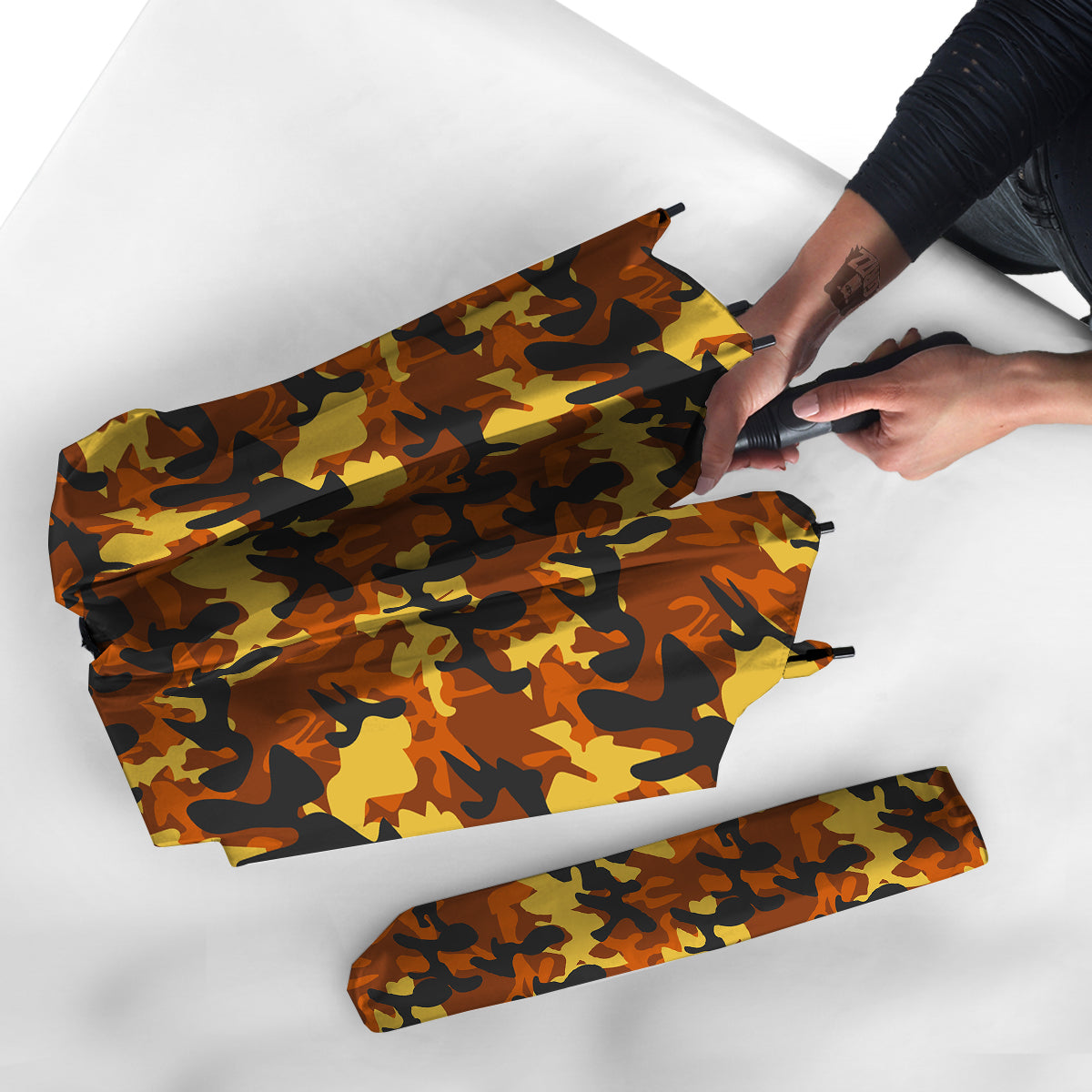 Brown Yellow And Black Camouflage Print Pattern Umbrella-grizzshop