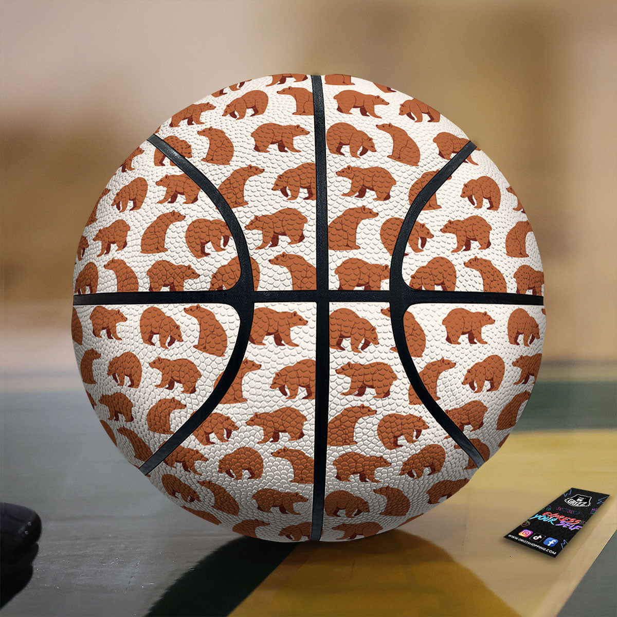 Brown Bear Cute Print Pattern Basketball