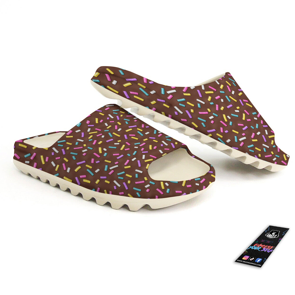 Brown Candy Sprinkles Sweet Print Pattern Sandals-grizzshop