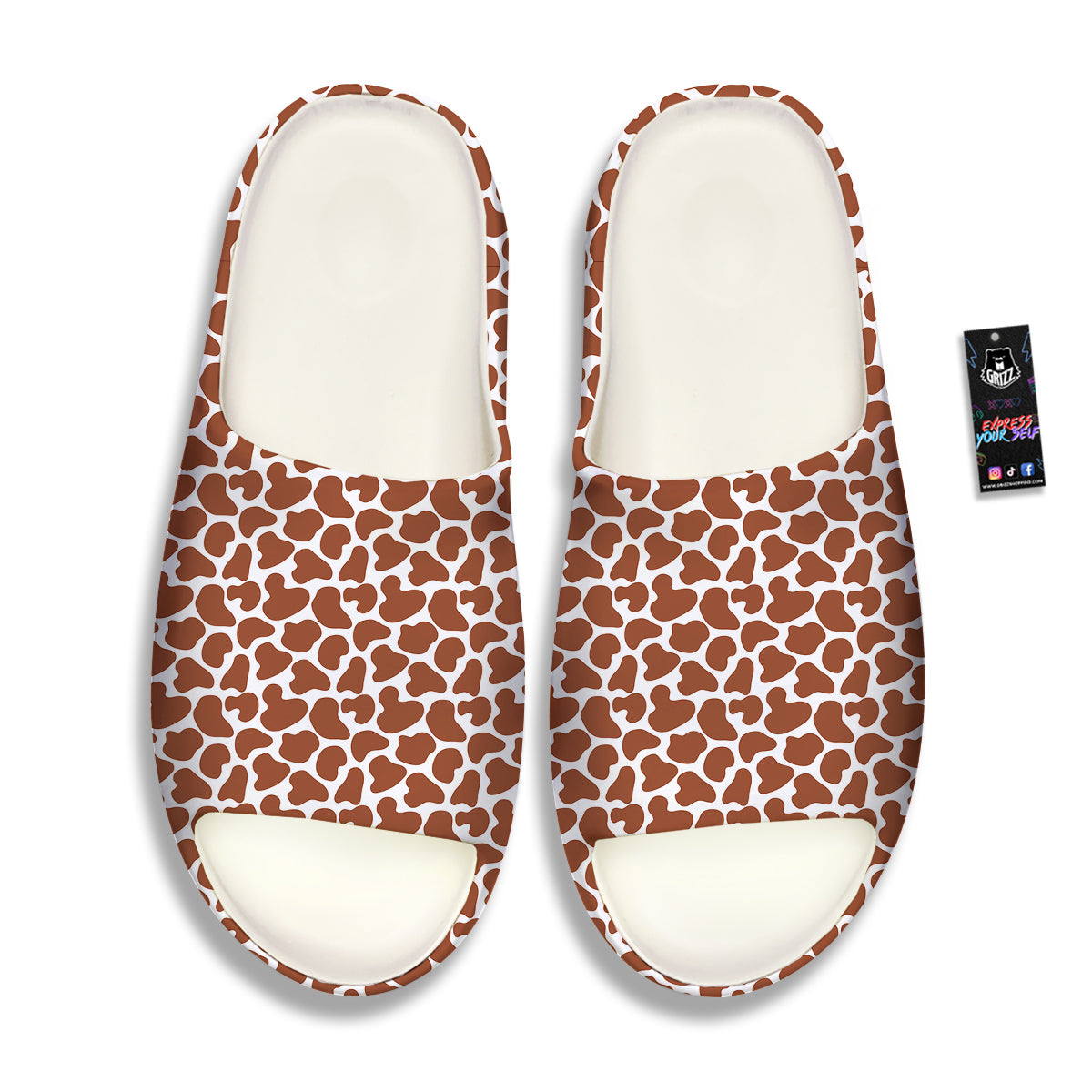 Brown Chocolate And White Cow Print Sandals-grizzshop