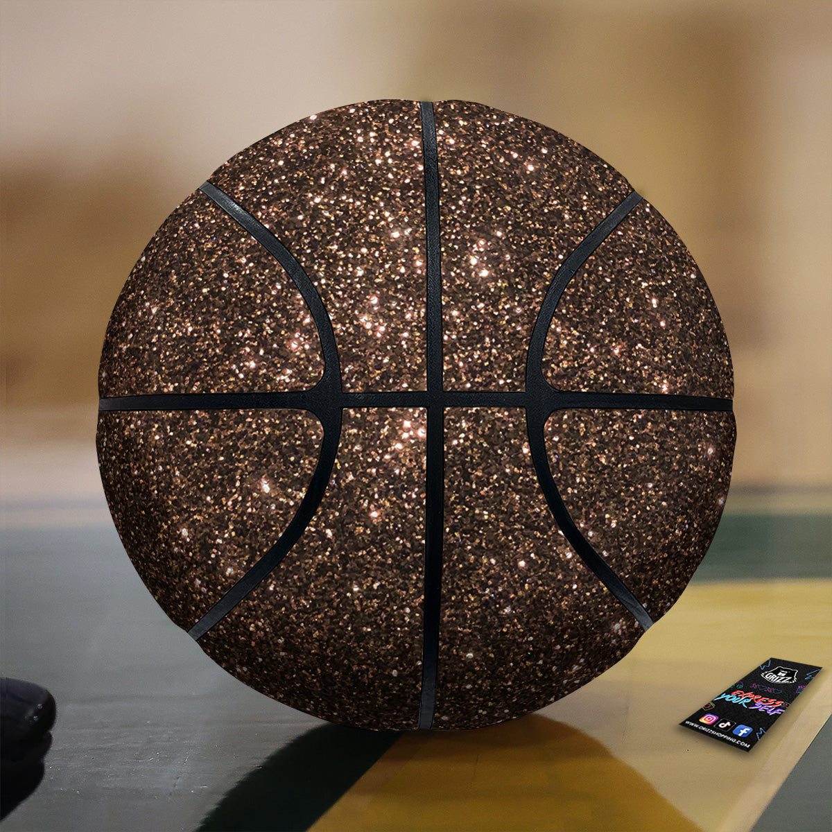 Brown Glitter Print Basketball