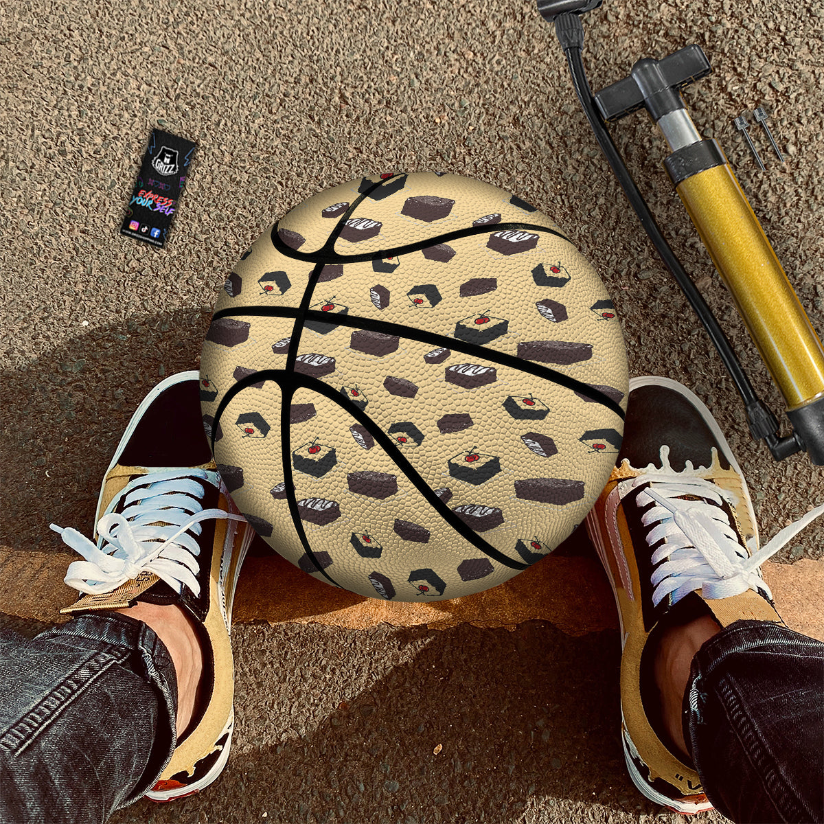 Brownie Beige Print Pattern Basketball-grizzshop