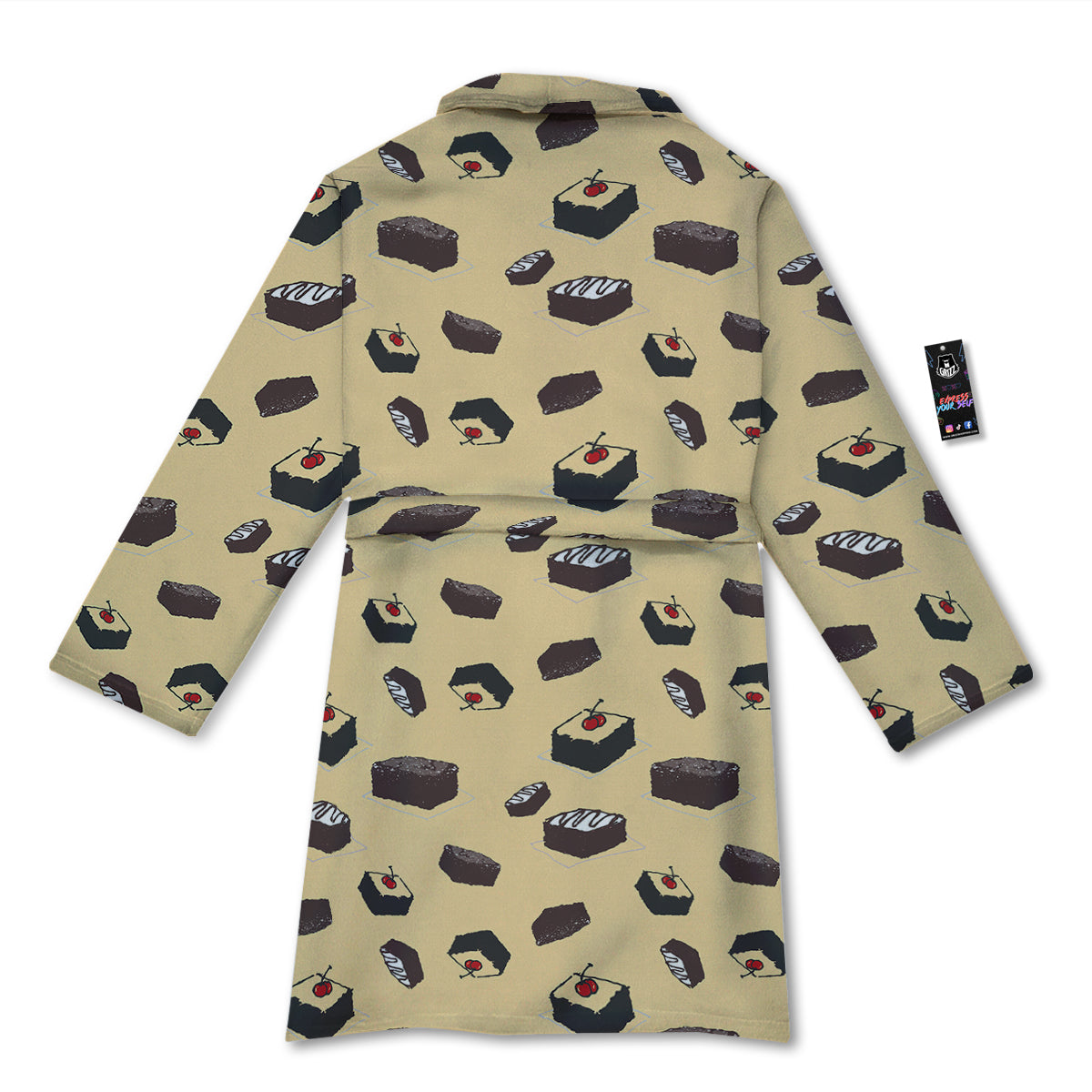 Brownie Beige Print Pattern Bathrobe-grizzshop
