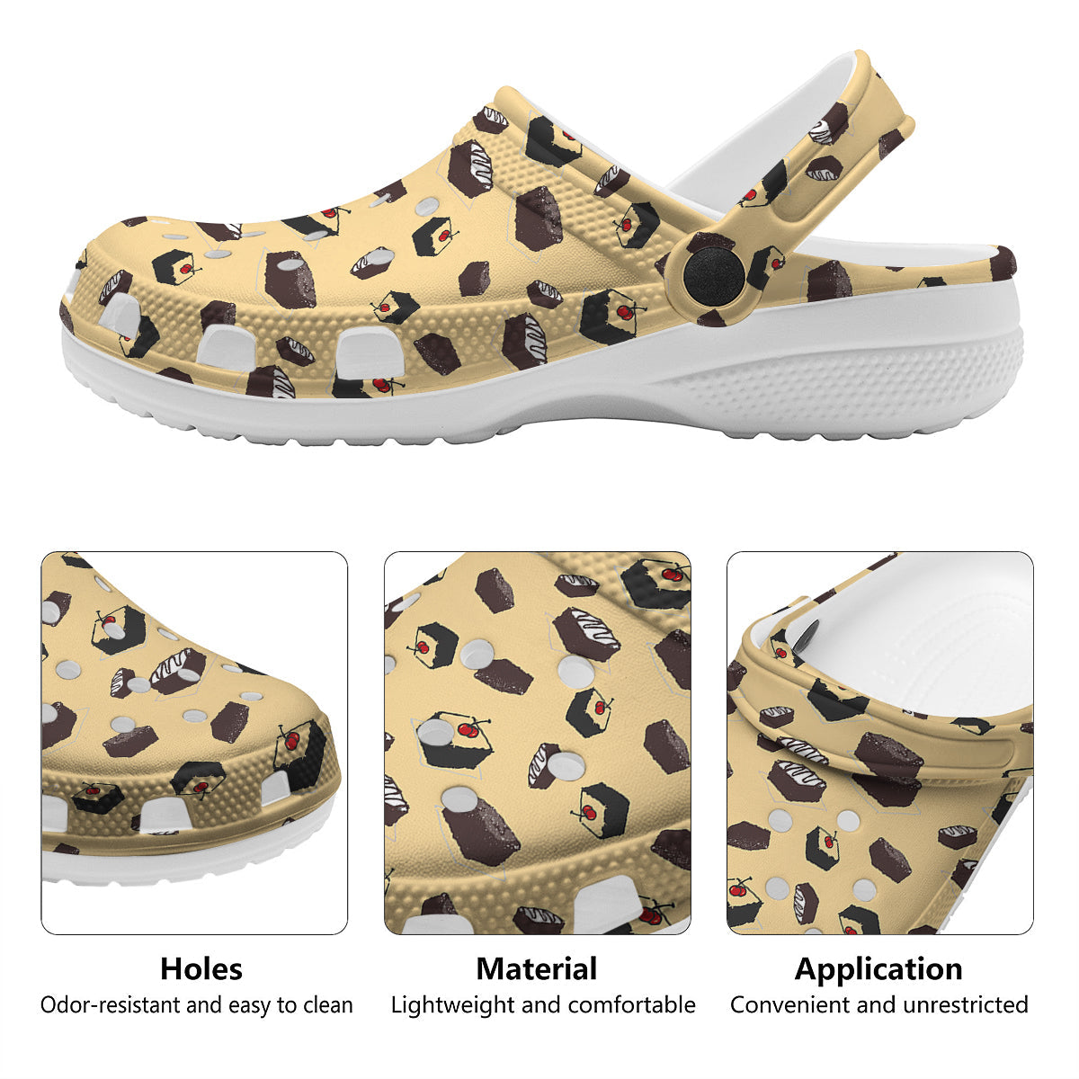 Brownie Beige Print Pattern Clog-grizzshop