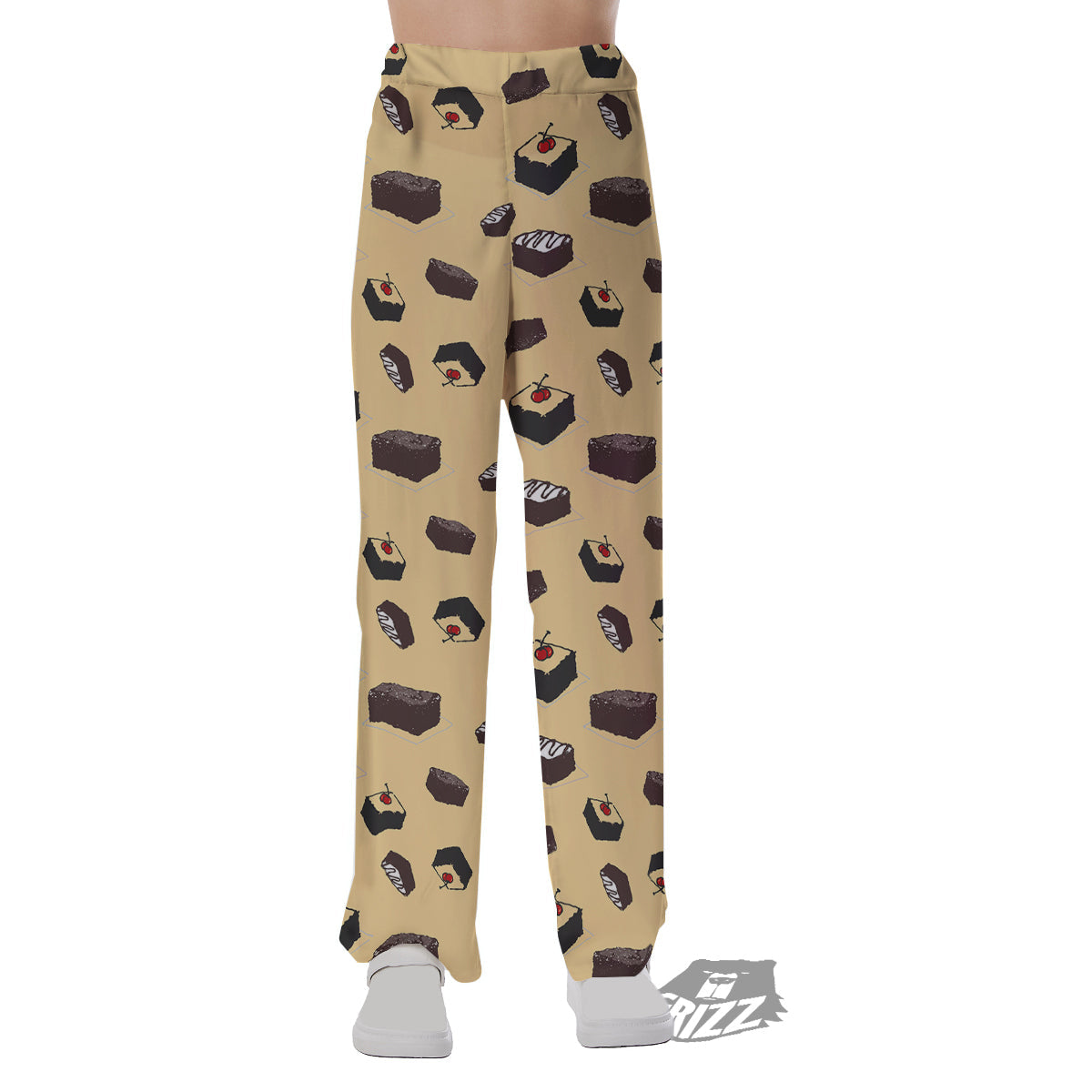 Brownie Beige Print Pattern Pajama Pants-grizzshop