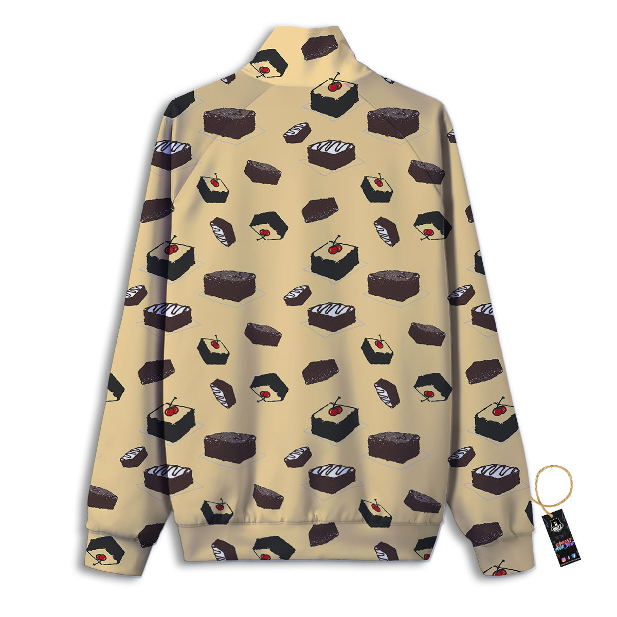 Brownie Beige Print Pattern Track Jacket-grizzshop