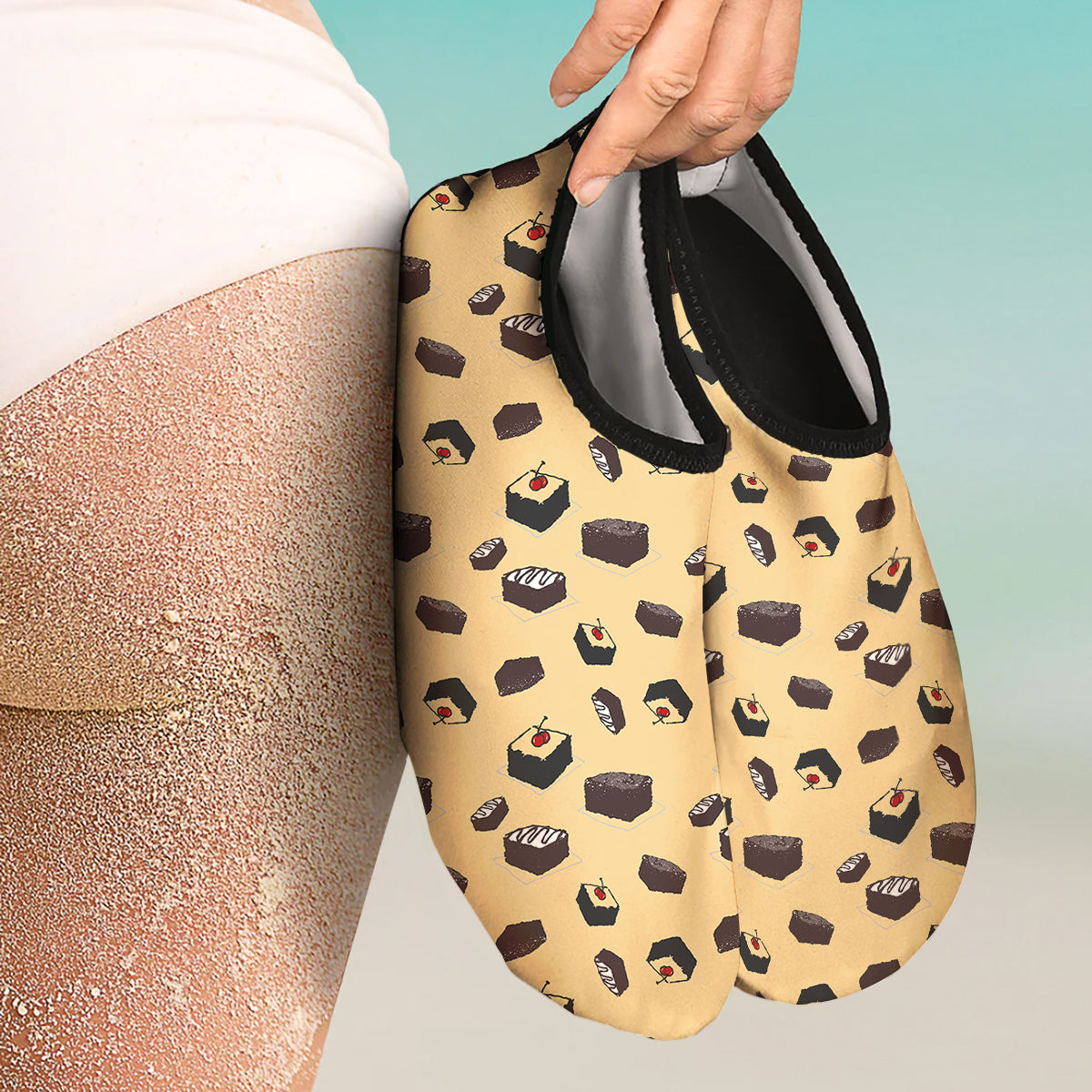 Brownie Beige Print Pattern Water Shoes-grizzshop