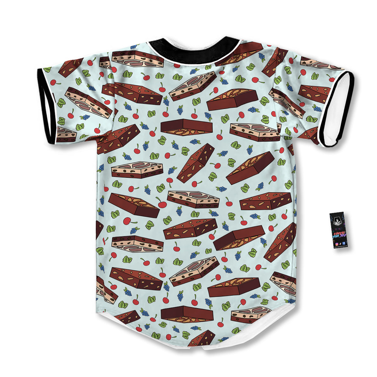 Brownie Brown Print Pattern Baseball Jersey-grizzshop
