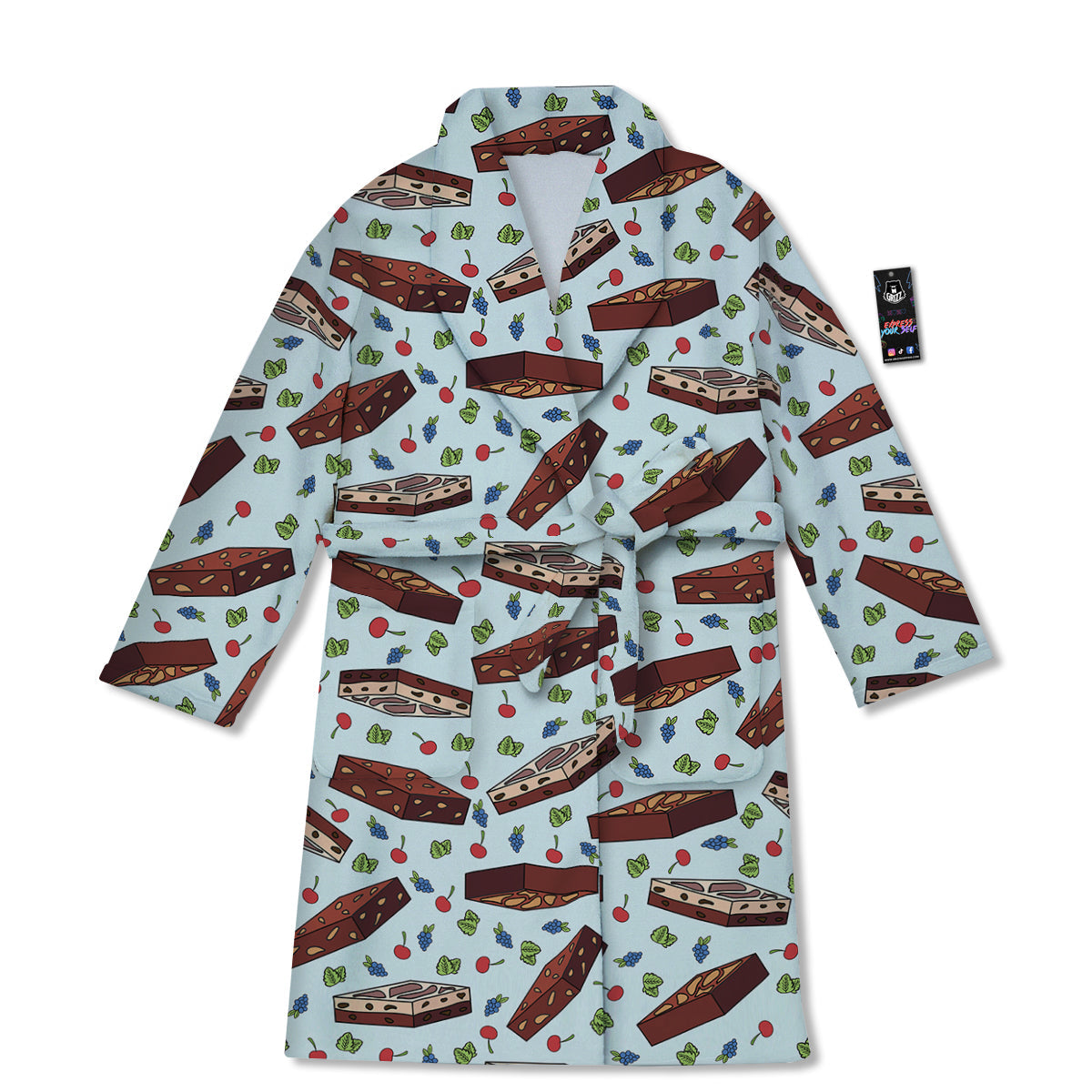 Brownie Brown Print Pattern Bathrobe-grizzshop