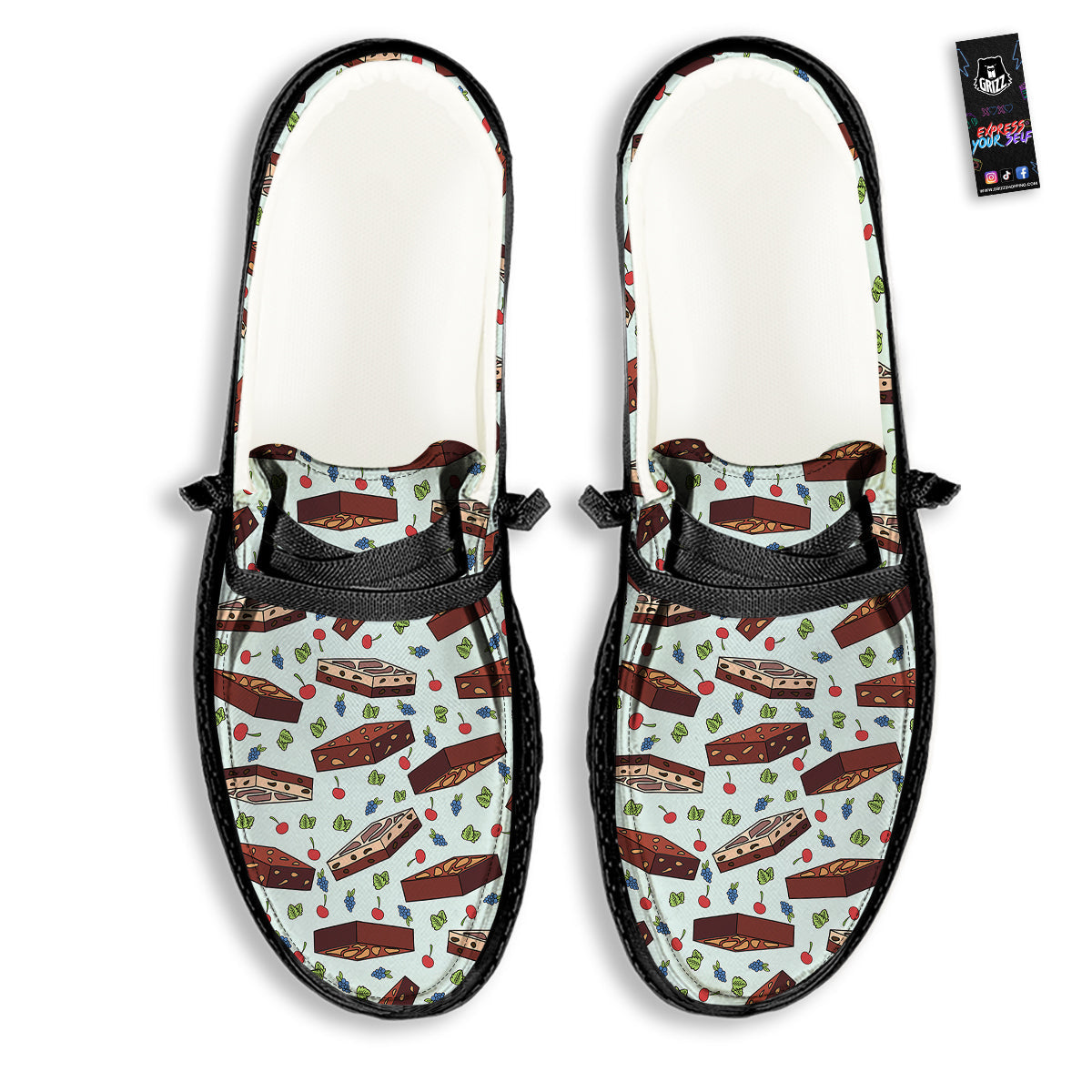 Brownie Brown Print Pattern Black Loafers-grizzshop