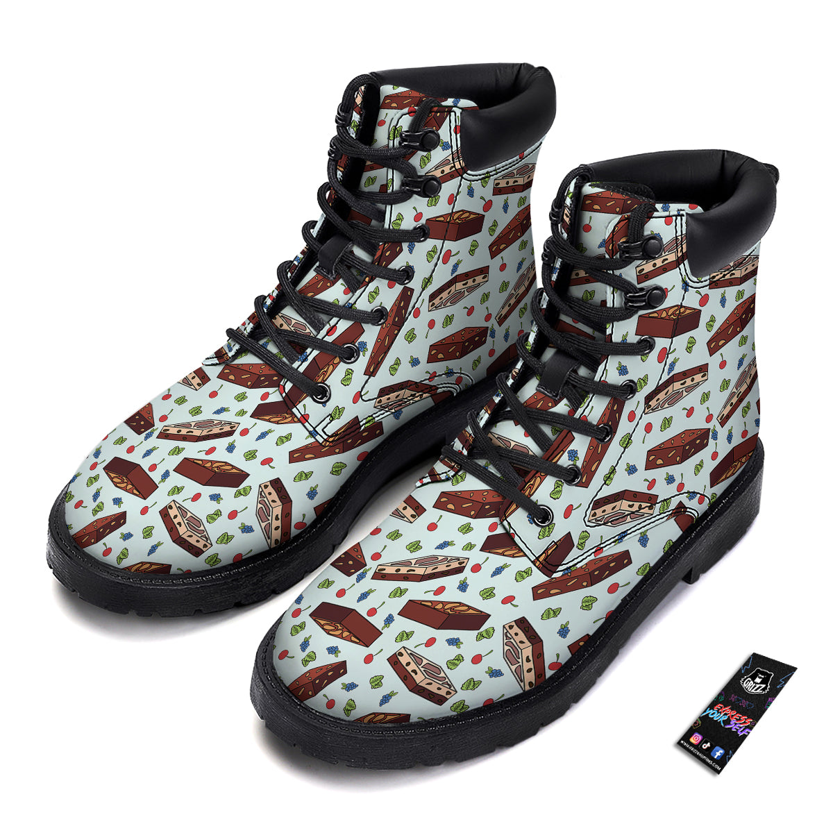 Brownie Brown Print Pattern Boots-grizzshop