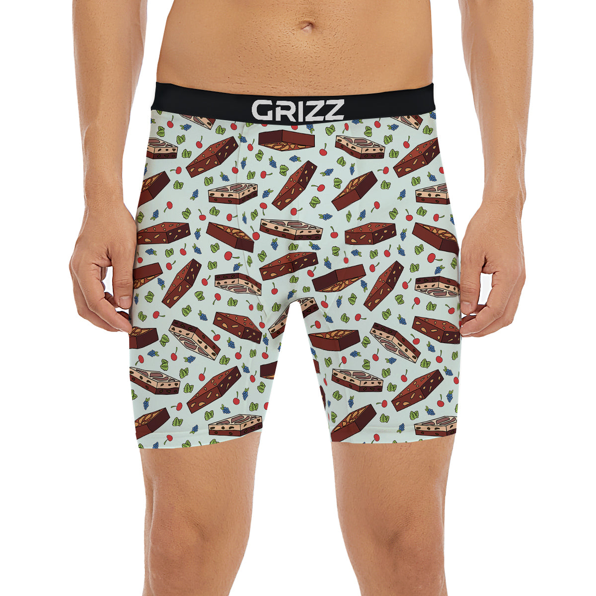Brownie Brown Print Pattern Boxer Briefs-grizzshop