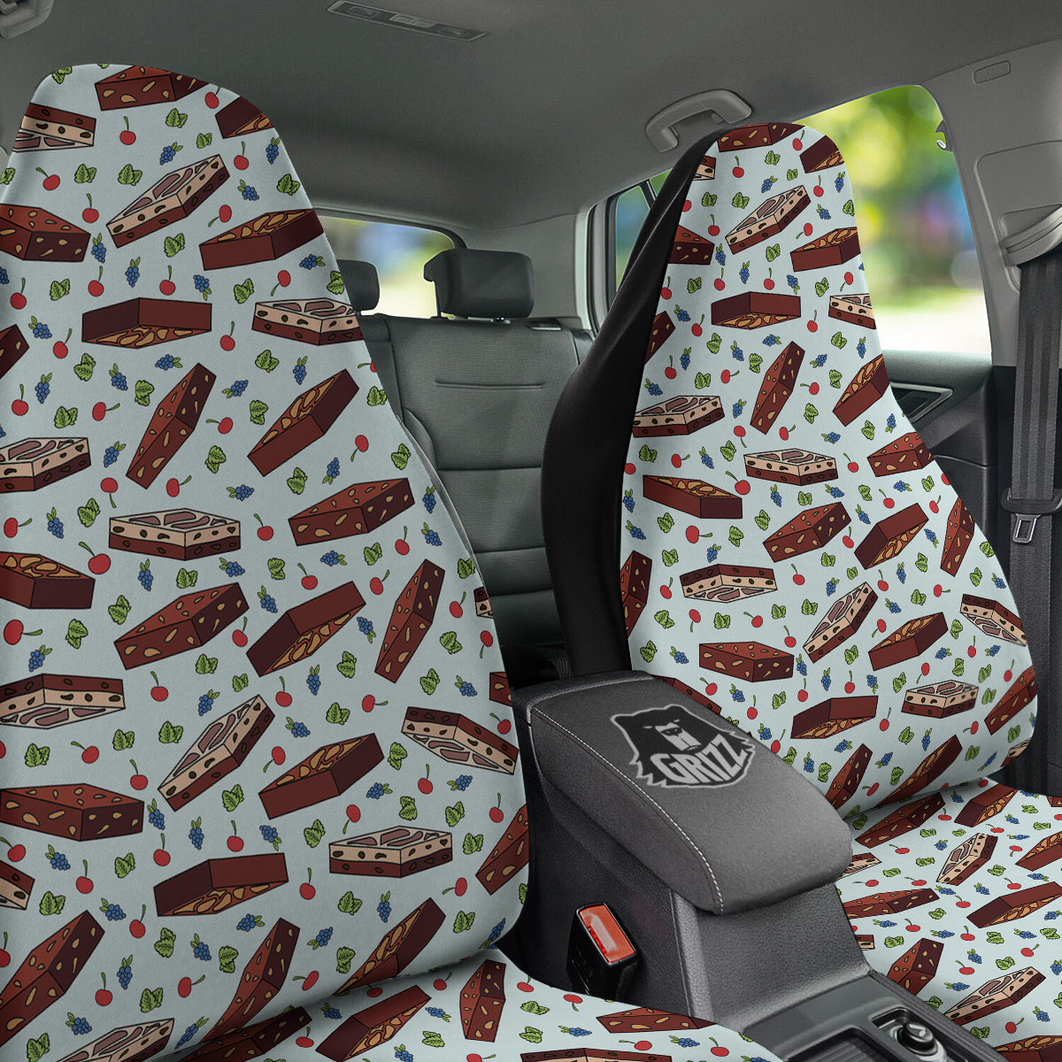 Brownie Brown Print Pattern Car Seat Covers-grizzshop