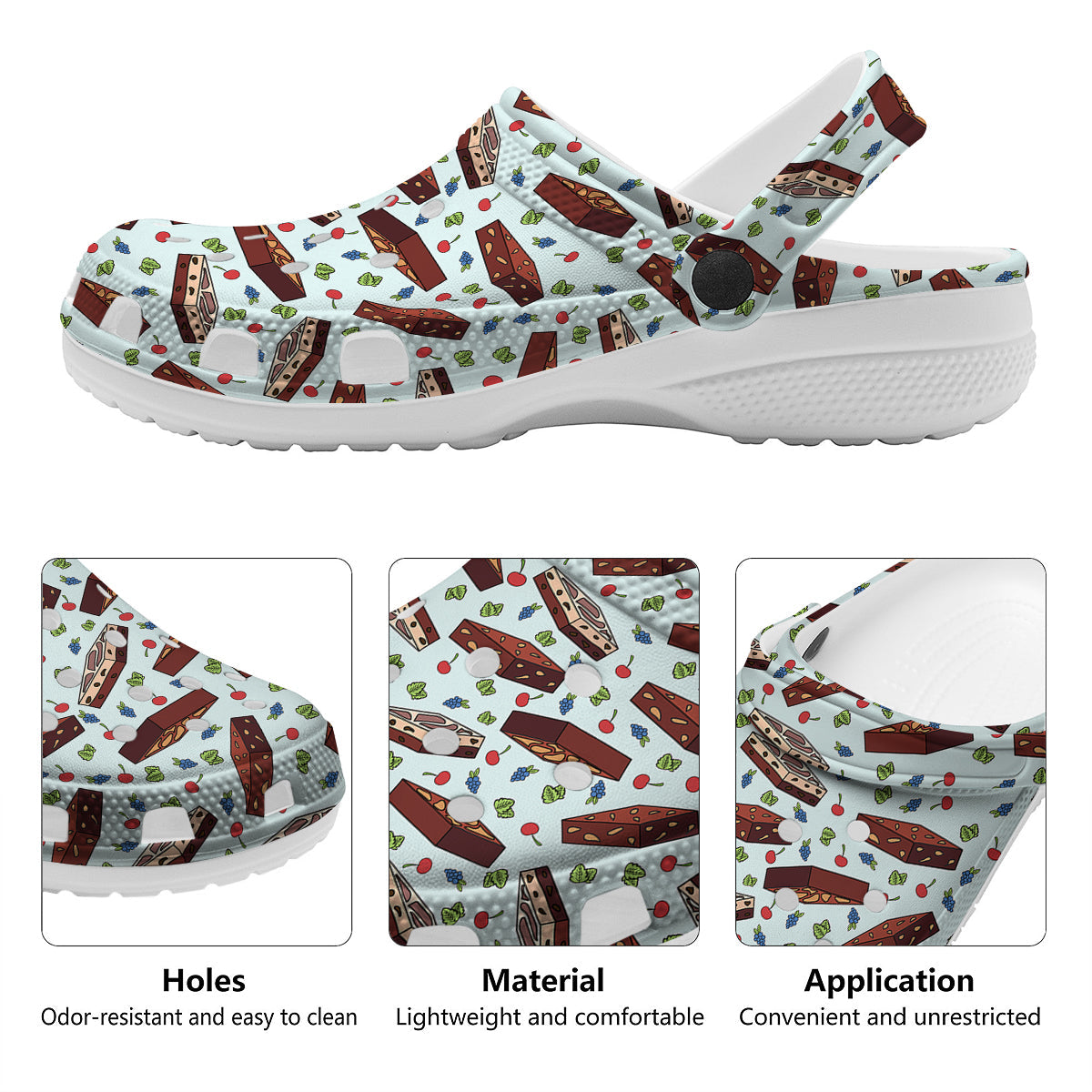 Brownie Brown Print Pattern Clog-grizzshop