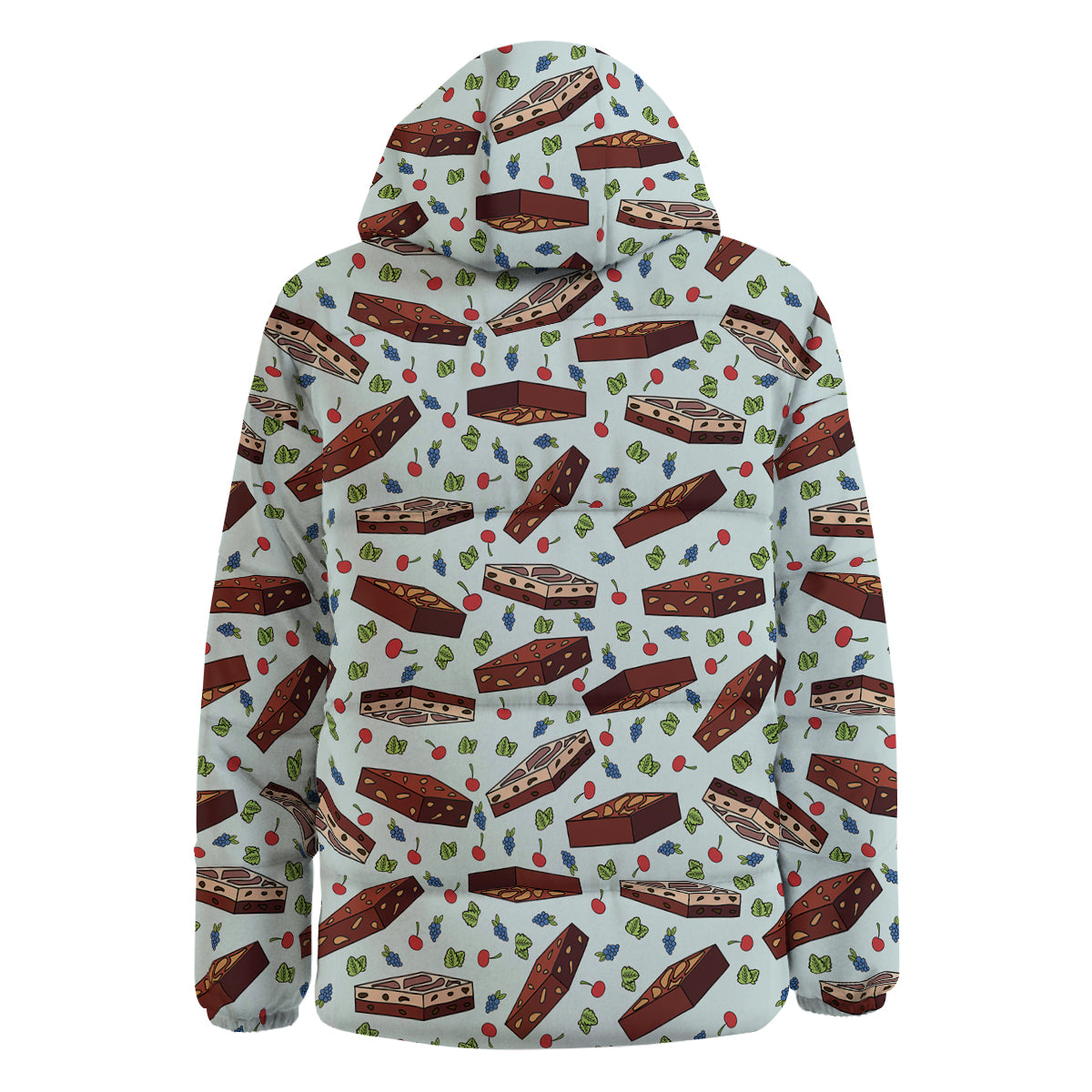 Brownie Brown Print Pattern Down Jacket-grizzshop