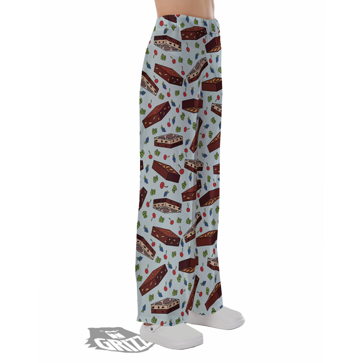 Brownie Brown Print Pattern Pajama Pants-grizzshop