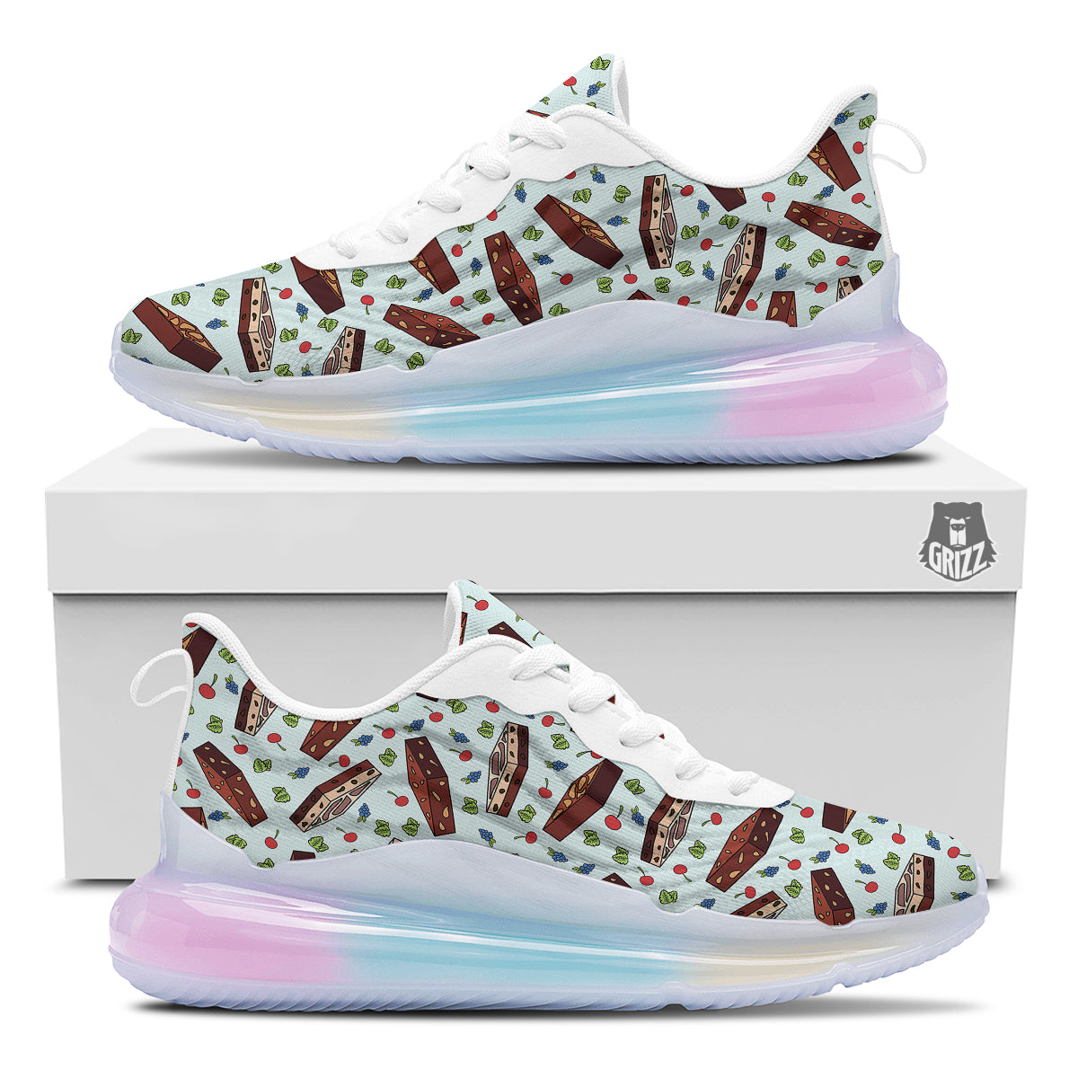 Brownie Brown Print Pattern Running Sneakers-grizzshop