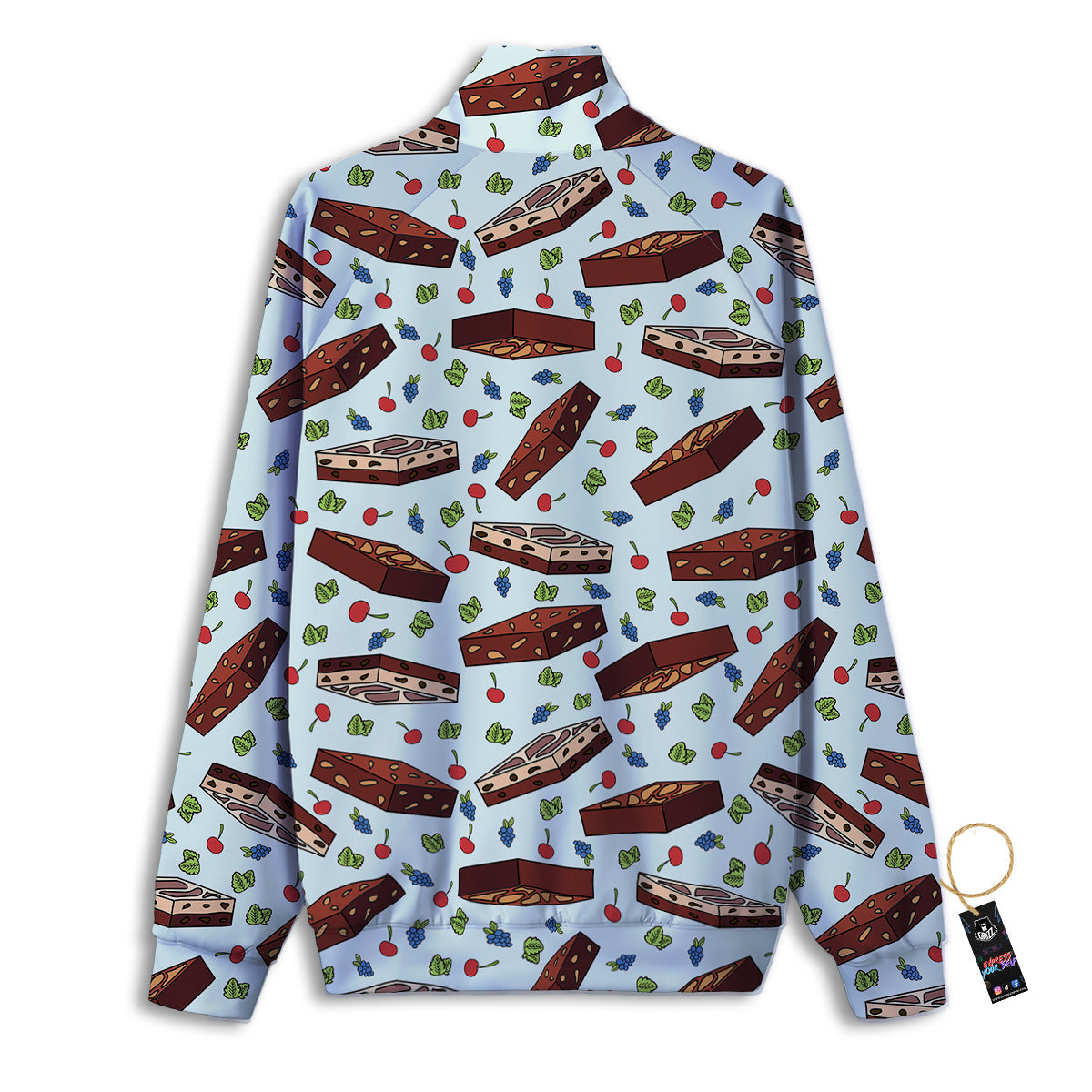 Brownie Brown Print Pattern Track Jacket-grizzshop