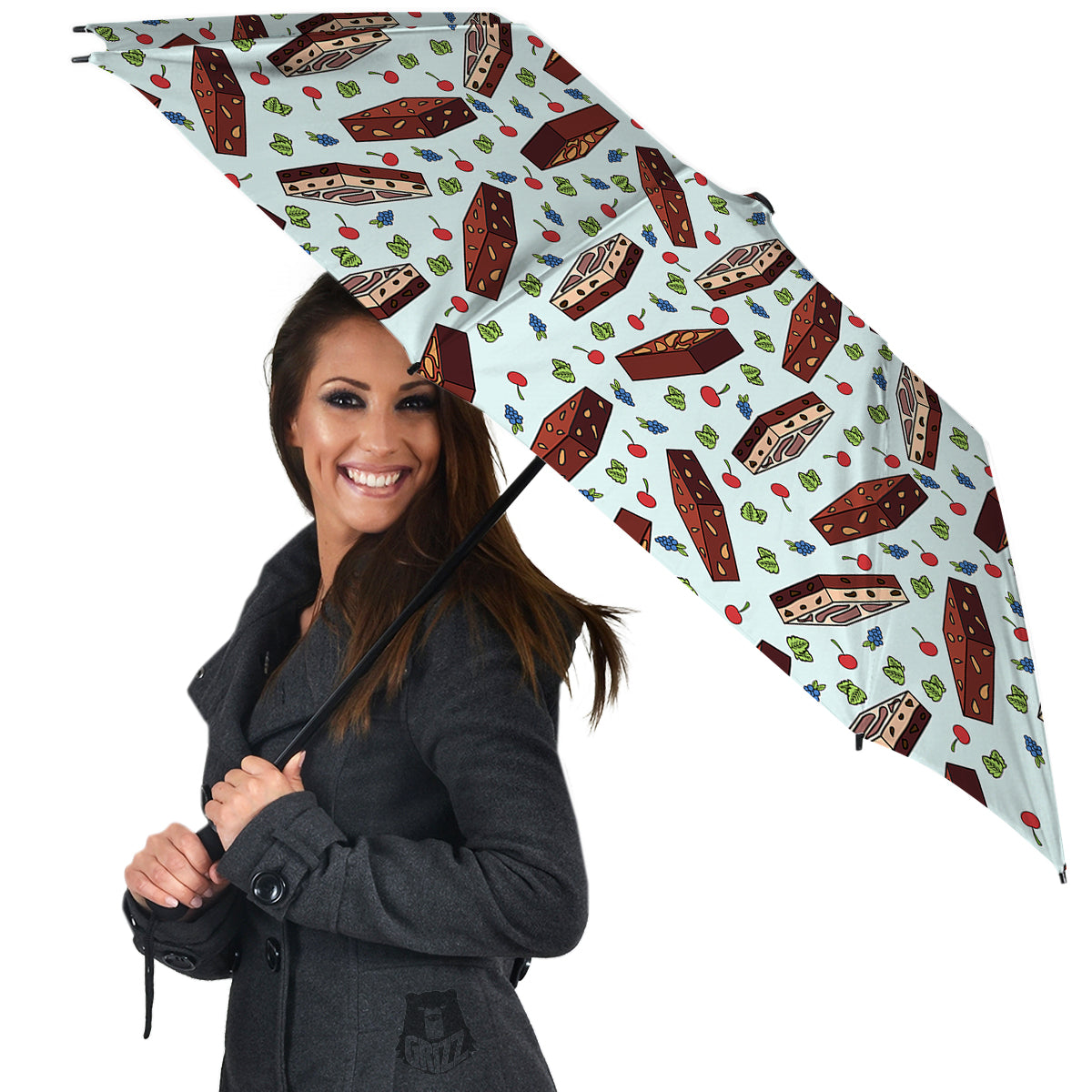 Brownie Brown Print Pattern Umbrella-grizzshop
