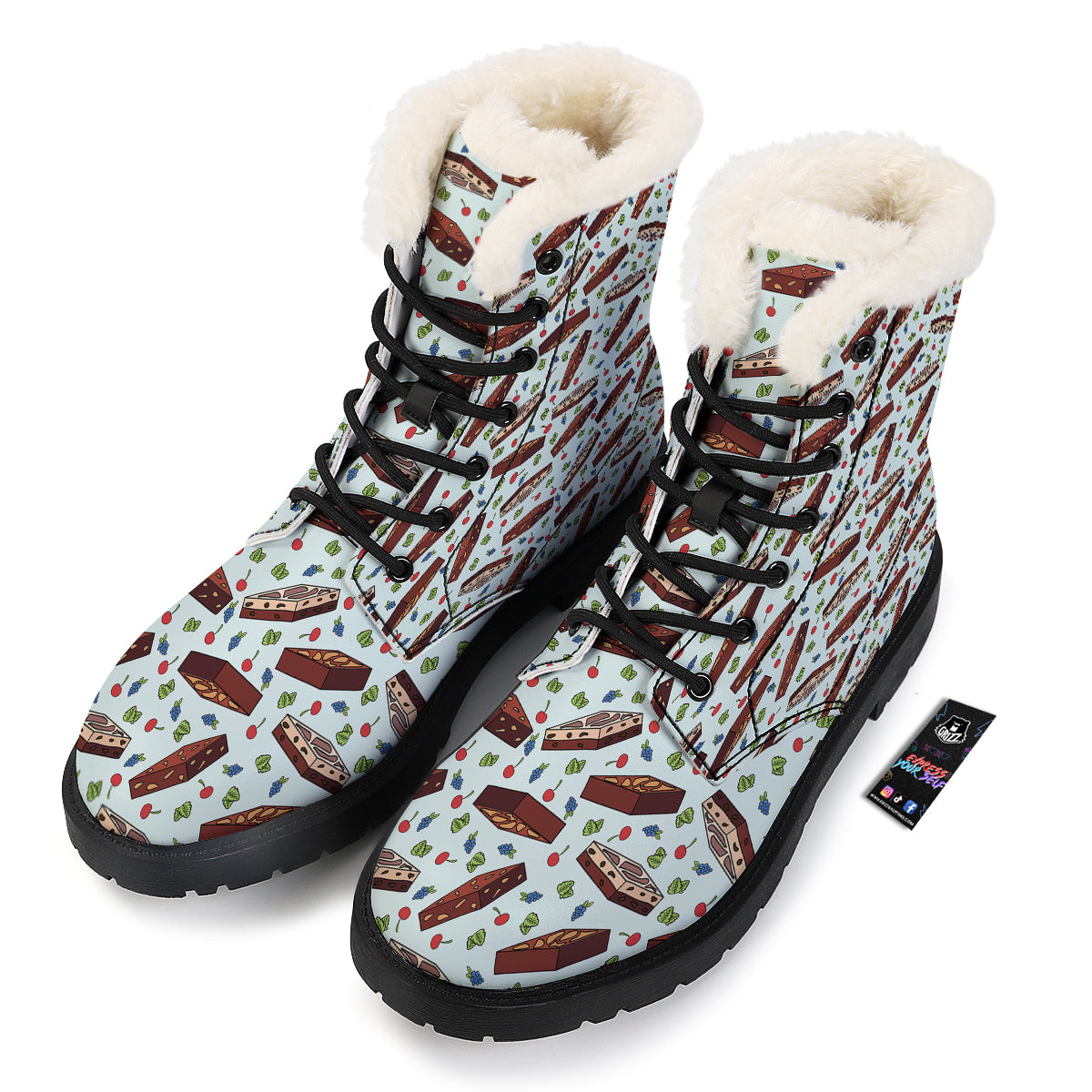 Brownie Brown Print Pattern Winter Boots-grizzshop