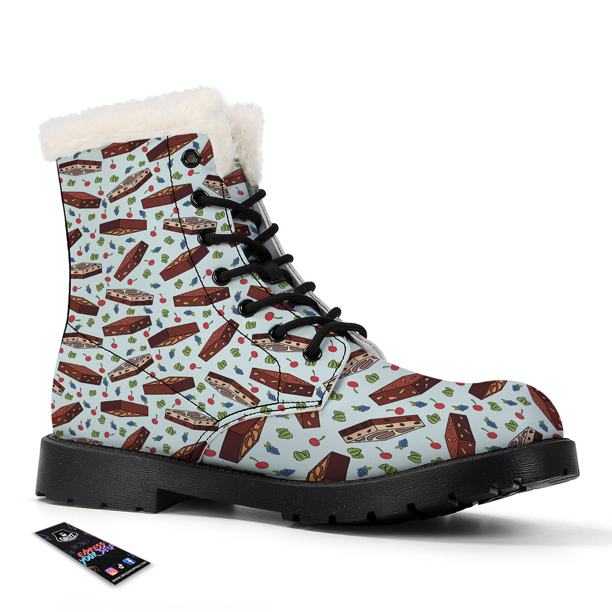 Brownie Brown Print Pattern Winter Boots-grizzshop