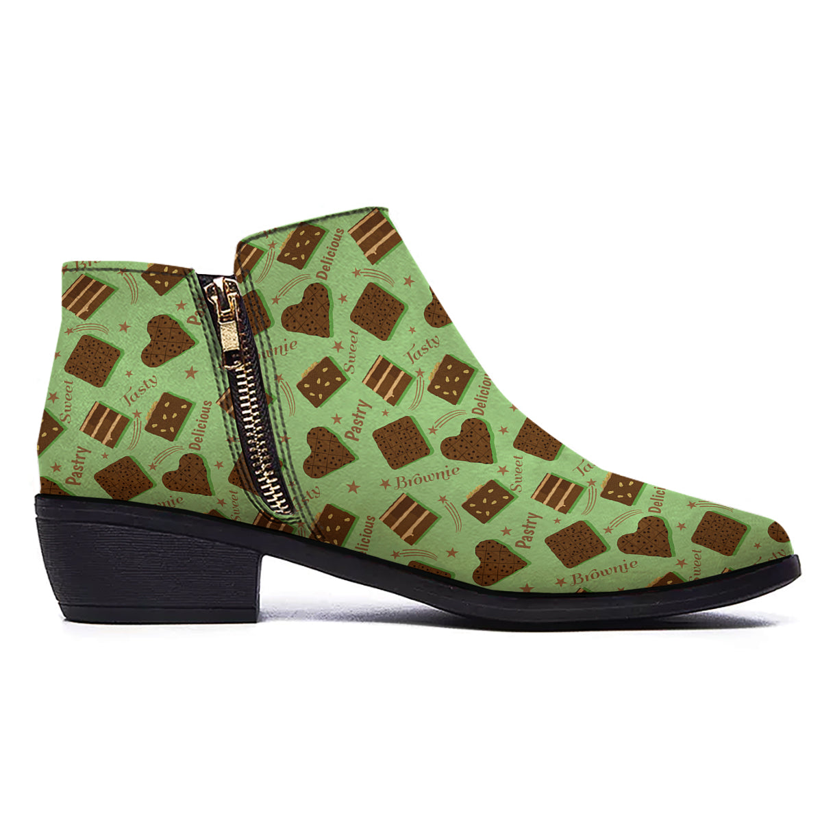 Brownie Delicious Print Pattern Ankle Boots-grizzshop