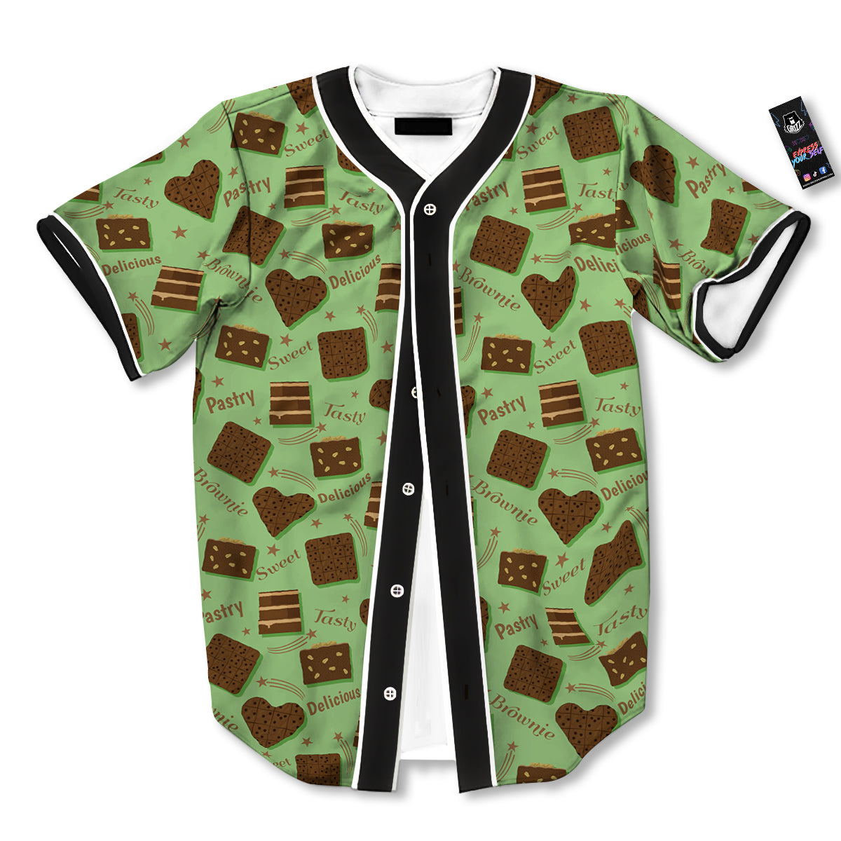 Brownie Delicious Print Pattern Baseball Jersey-grizzshop