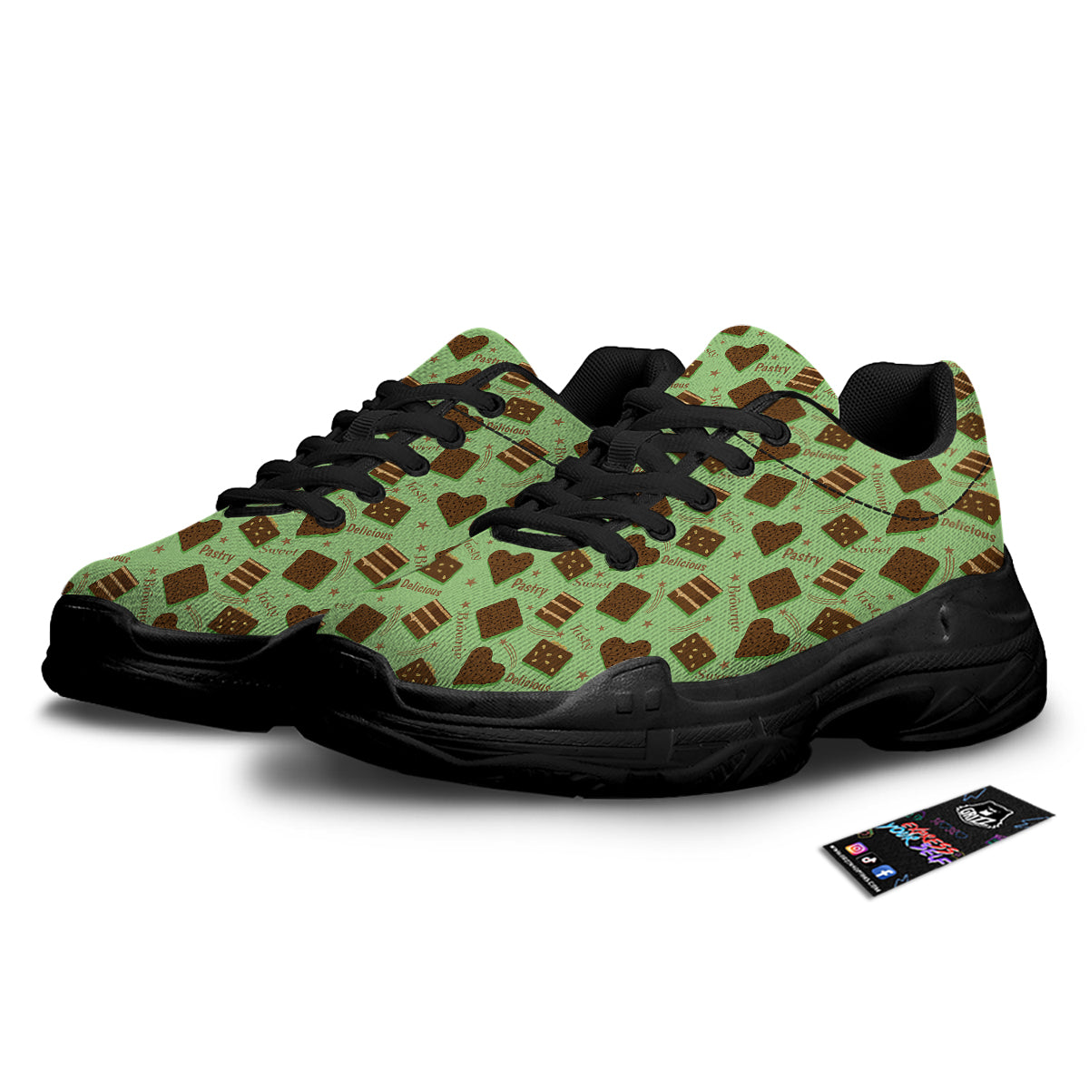 Brownie Delicious Print Pattern Black Chunky Shoes-grizzshop
