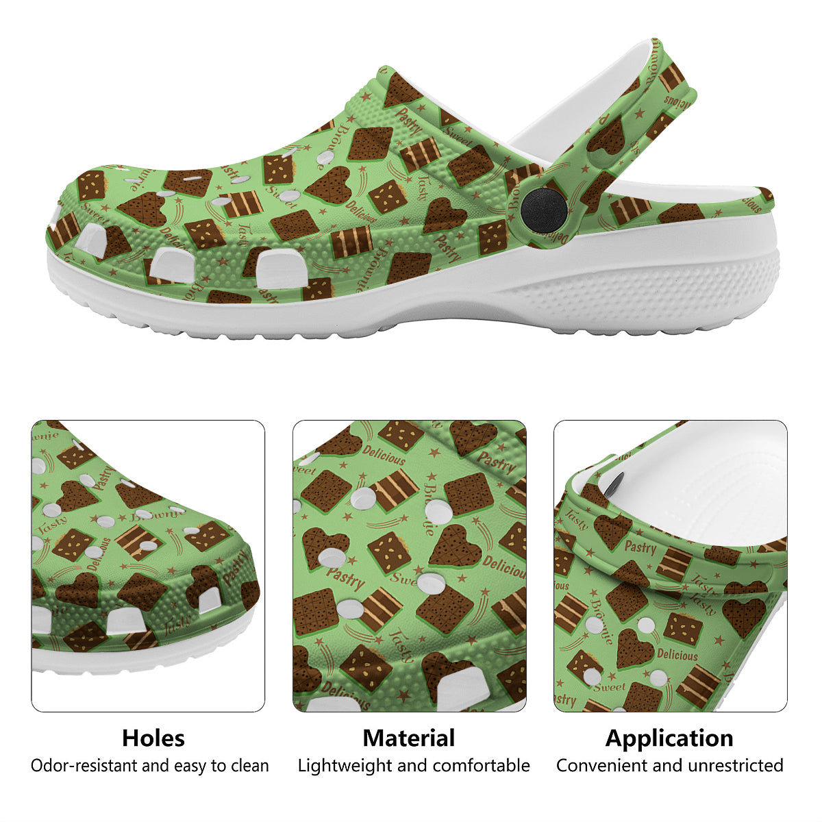 Brownie Delicious Print Pattern Clog-grizzshop