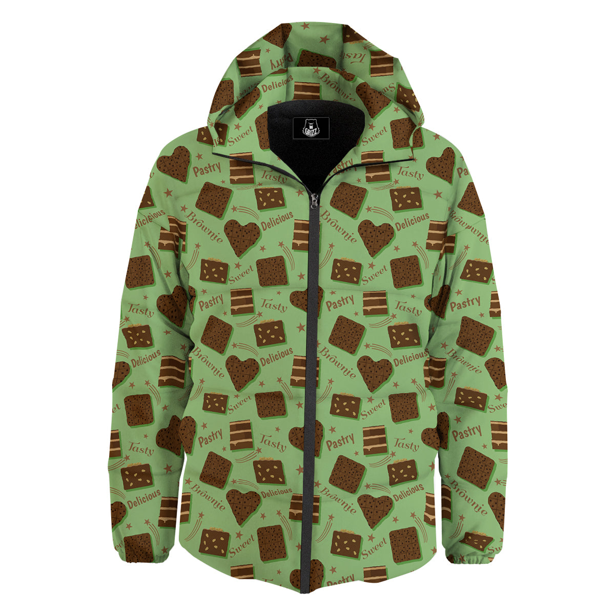 Brownie Delicious Print Pattern Down Jacket-grizzshop