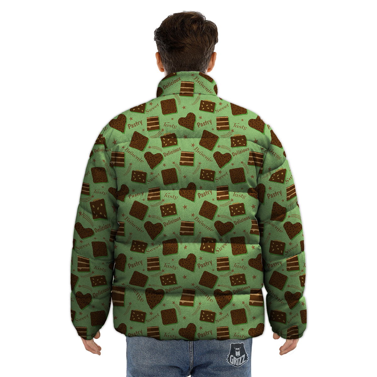 Brownie Delicious Print Pattern Puffer Jacket-grizzshop