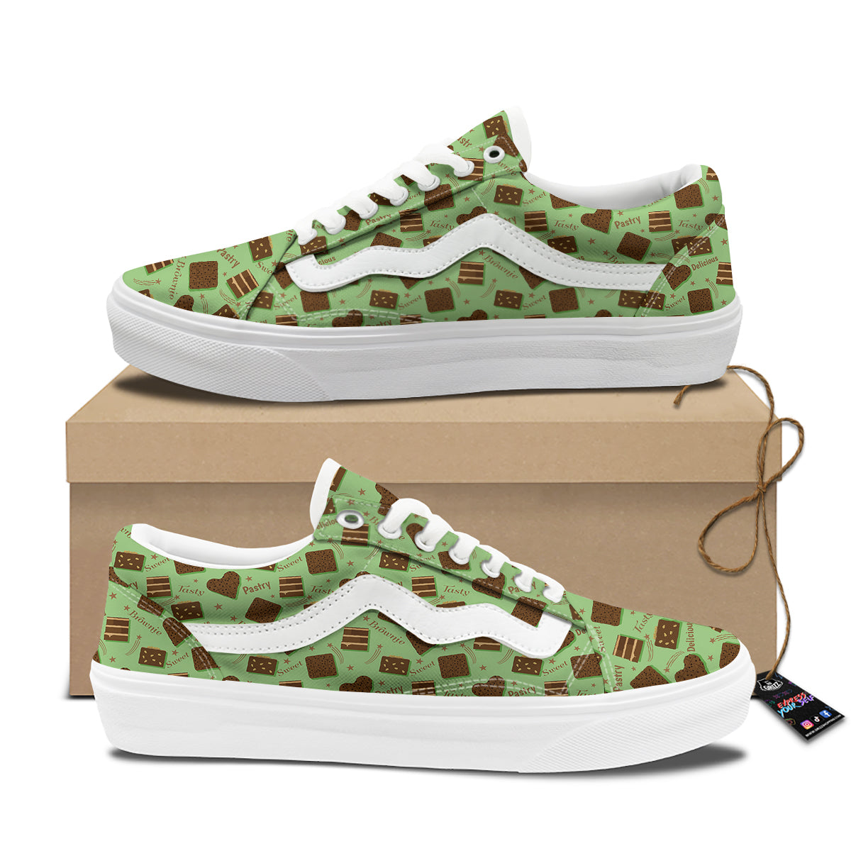 Brownie Delicious Print Pattern Skate Shoes-grizzshop