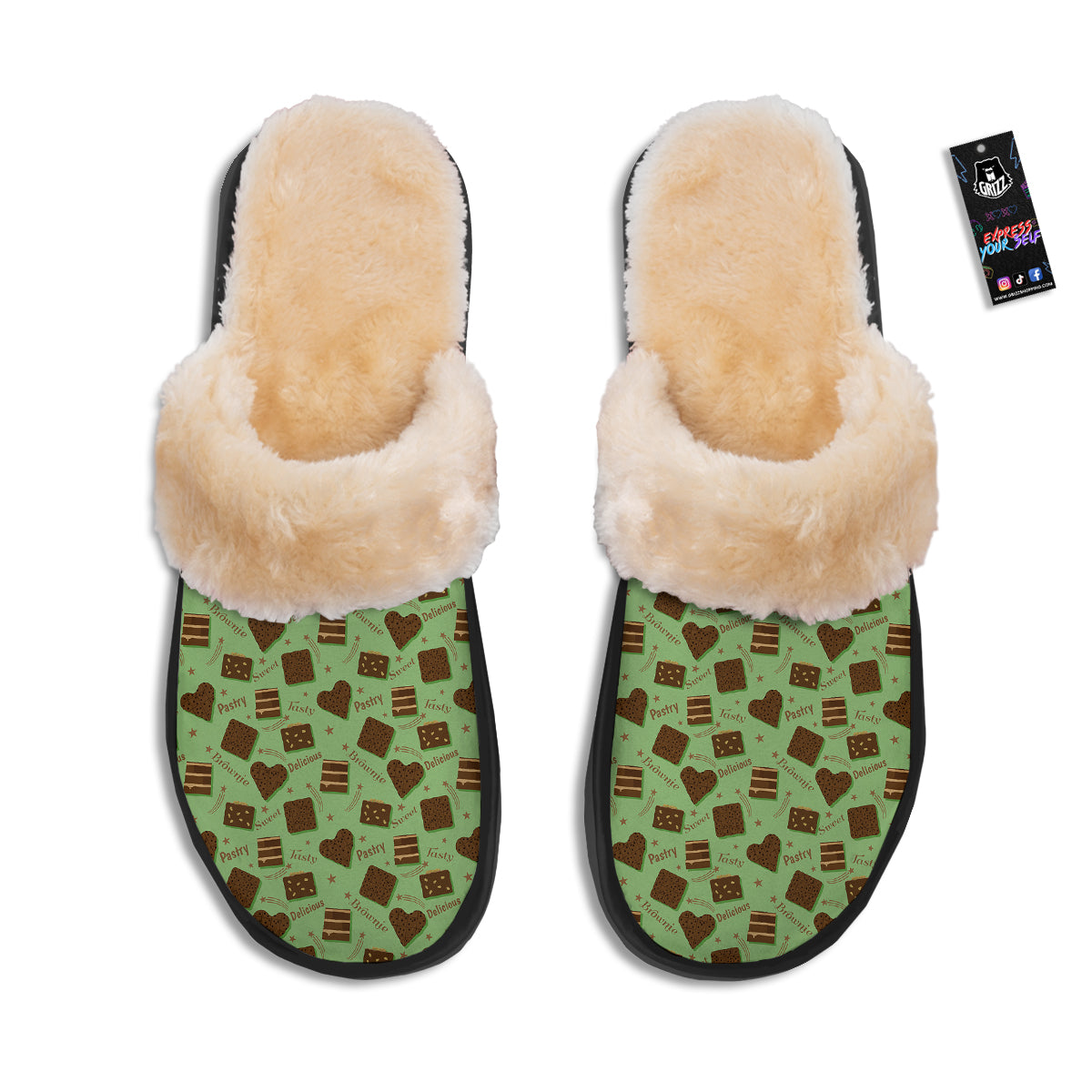 Brownie Delicious Print Pattern Slippers-grizzshop