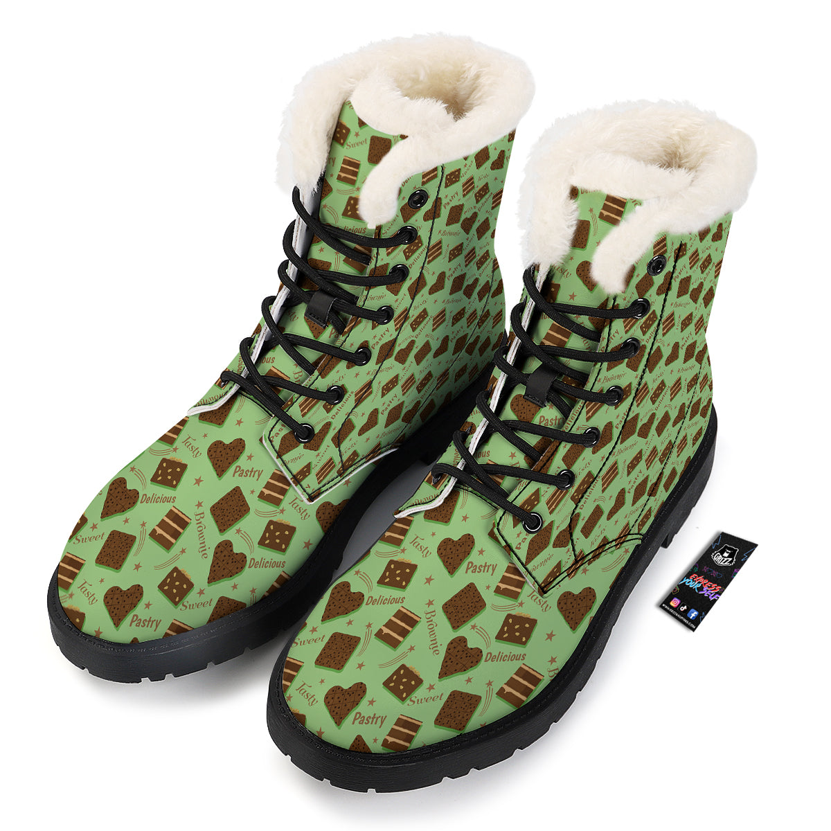 Brownie Delicious Print Pattern Winter Boots-grizzshop