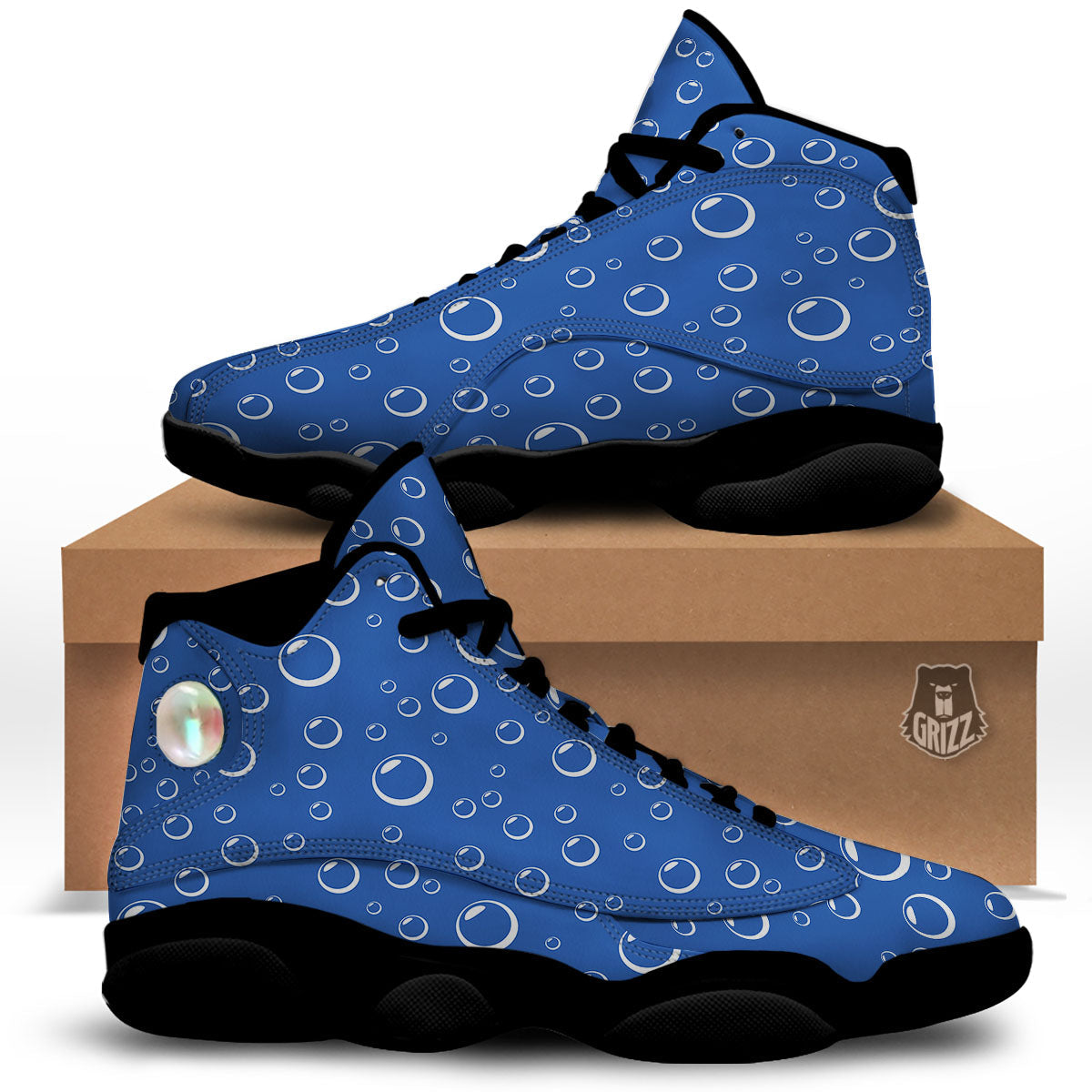 Bubble Ocean Print Pattern Black Basketball Shoes-grizzshop