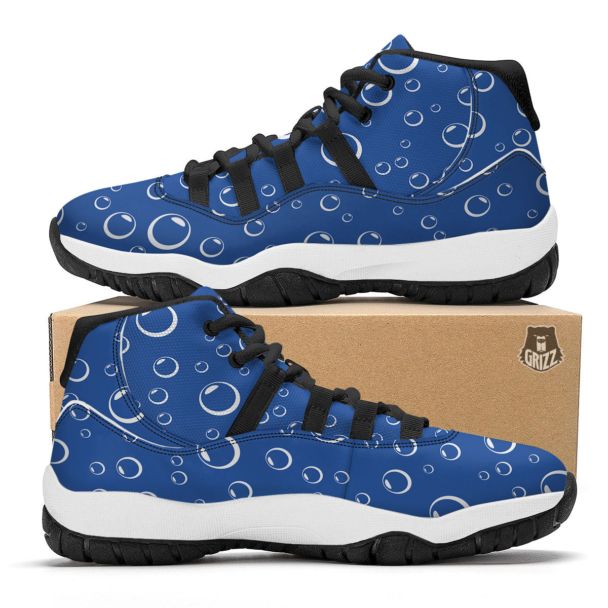 Bubble Ocean Print Pattern Black Bball Shoes-grizzshop
