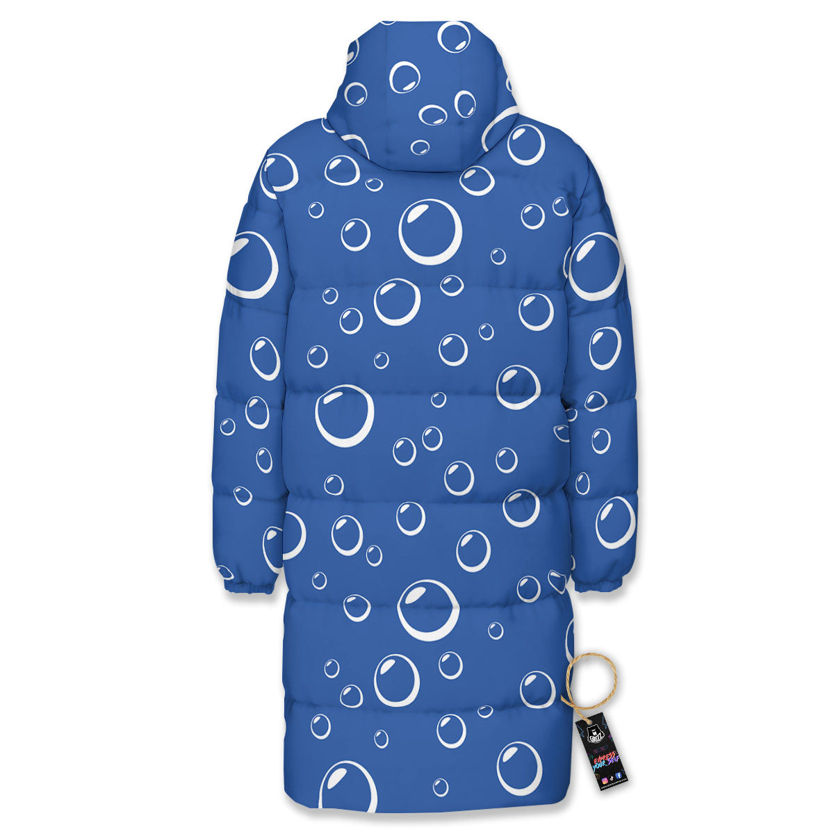 Bubble Ocean Print Pattern Long Down Jacket-grizzshop