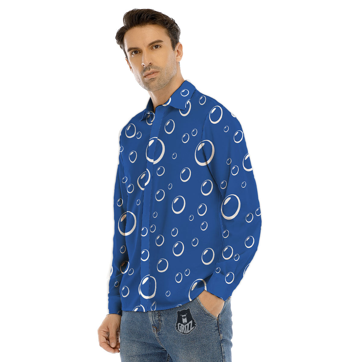 Bubble Ocean Print Pattern Men's Dress Shirts-grizzshop