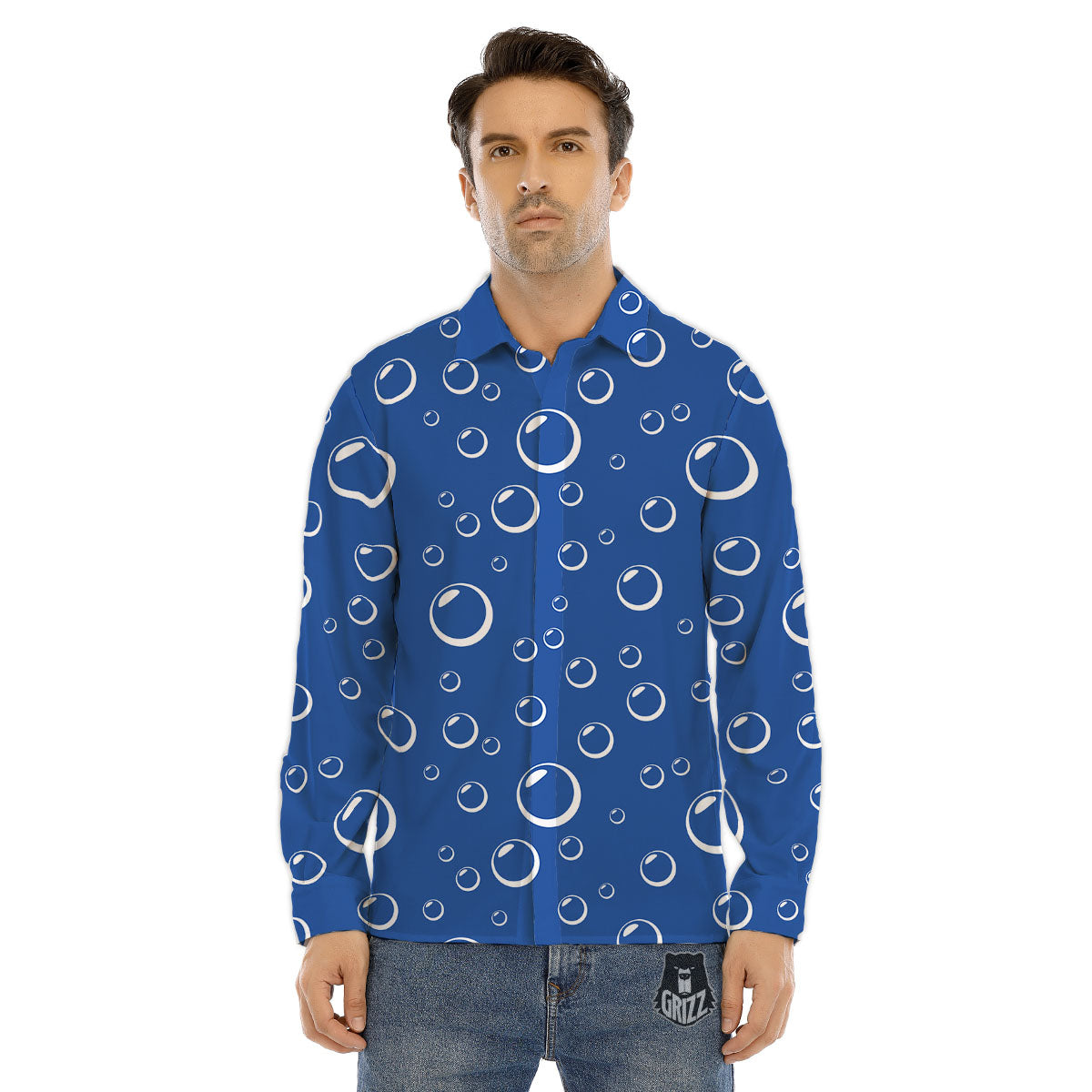 Bubble Ocean Print Pattern Men's Dress Shirts-grizzshop
