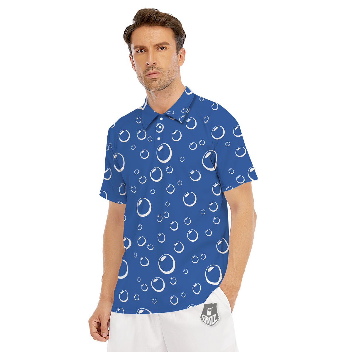 Bubble Ocean Print Pattern Men's Golf Shirts-grizzshop
