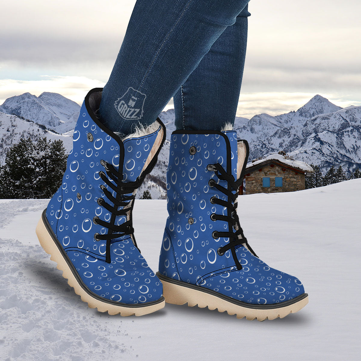 Bubble Ocean Print Pattern Snow Boots-grizzshop
