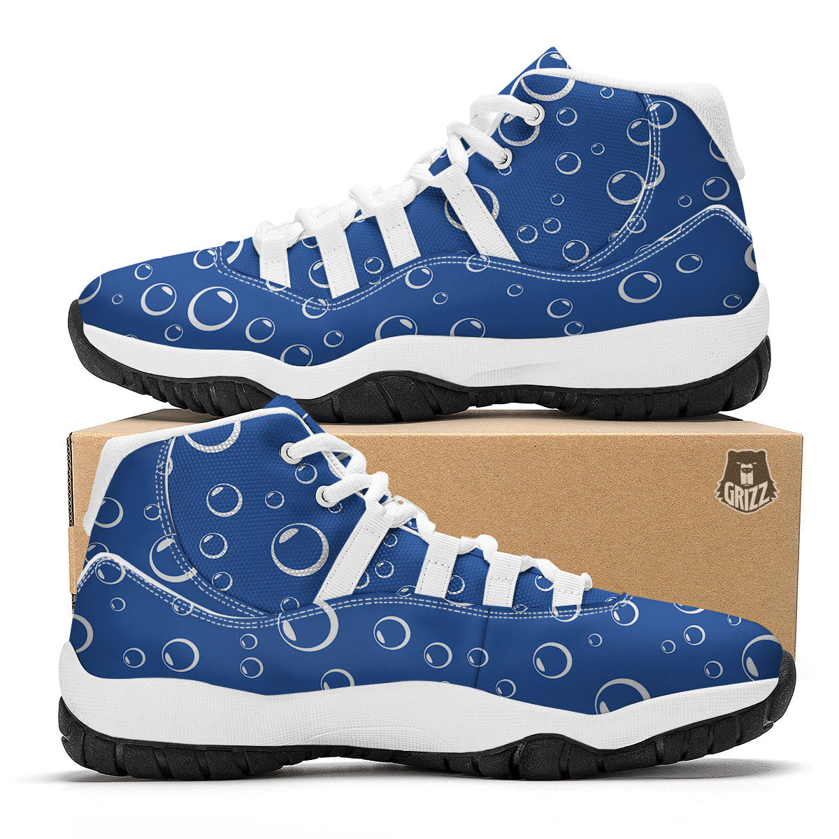 Bubble Ocean Print Pattern White Bball Shoes-grizzshop