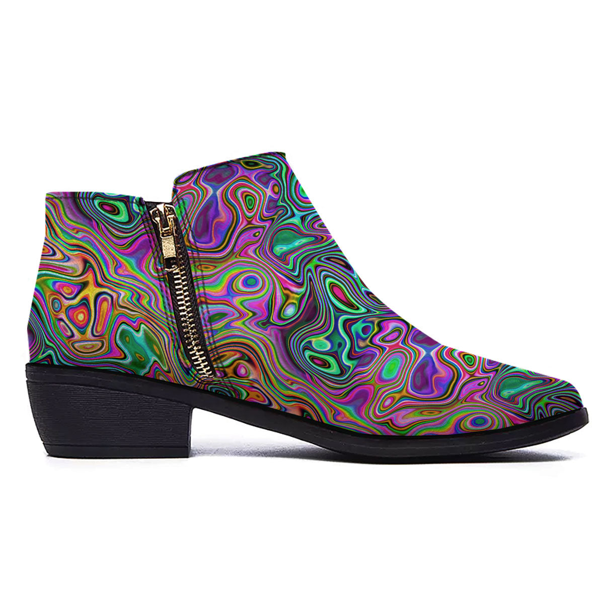 Bubble Psychedelic Print Pattern Ankle Boots-grizzshop