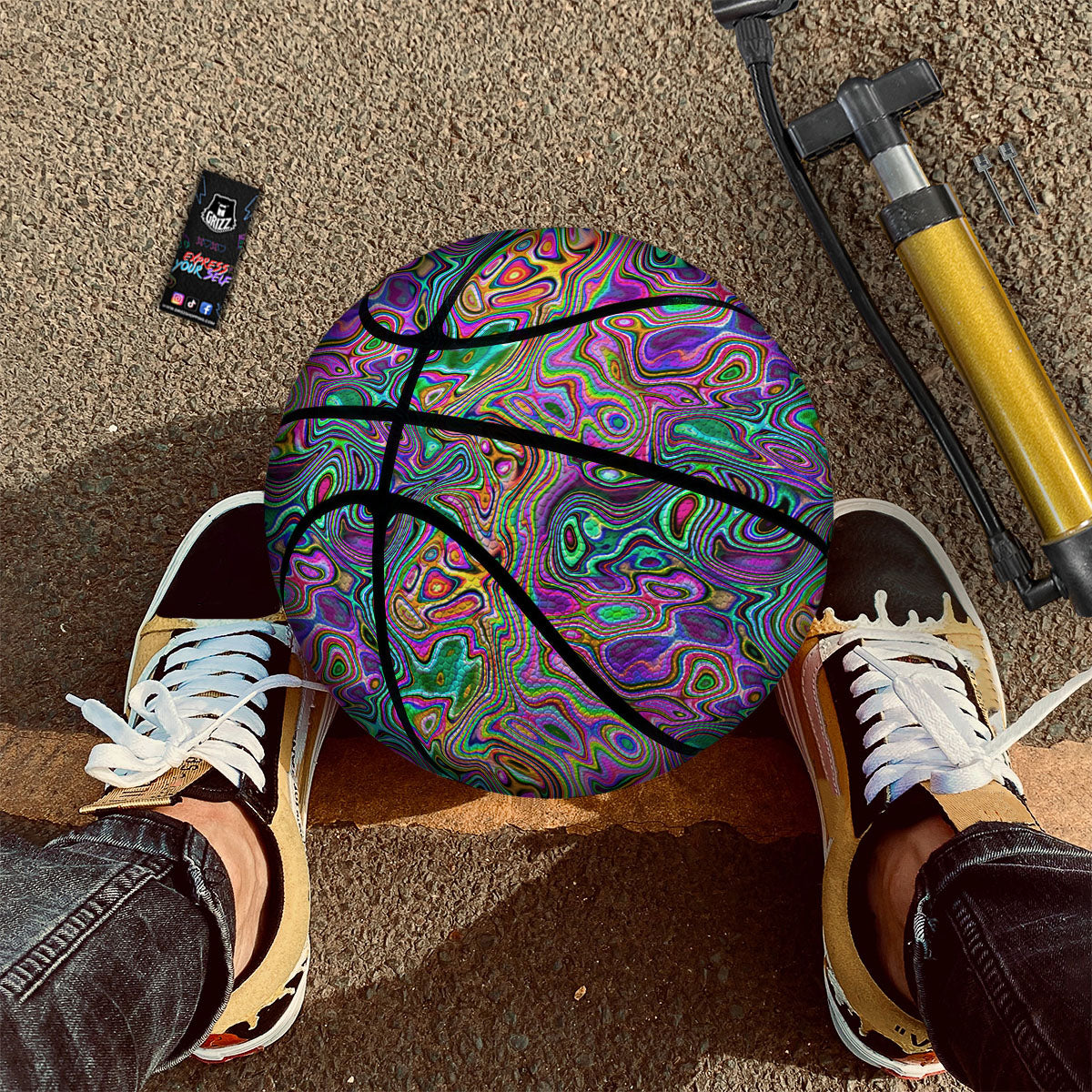 Bubble Psychedelic Print Pattern Basketball-grizzshop