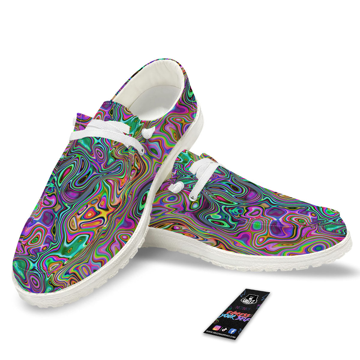 Bubble Psychedelic Print Pattern Black Loafers-grizzshop